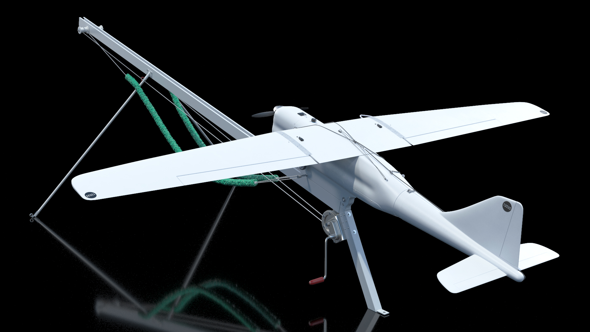 3D Russian UAV Orlan 10 with Launch Catapult