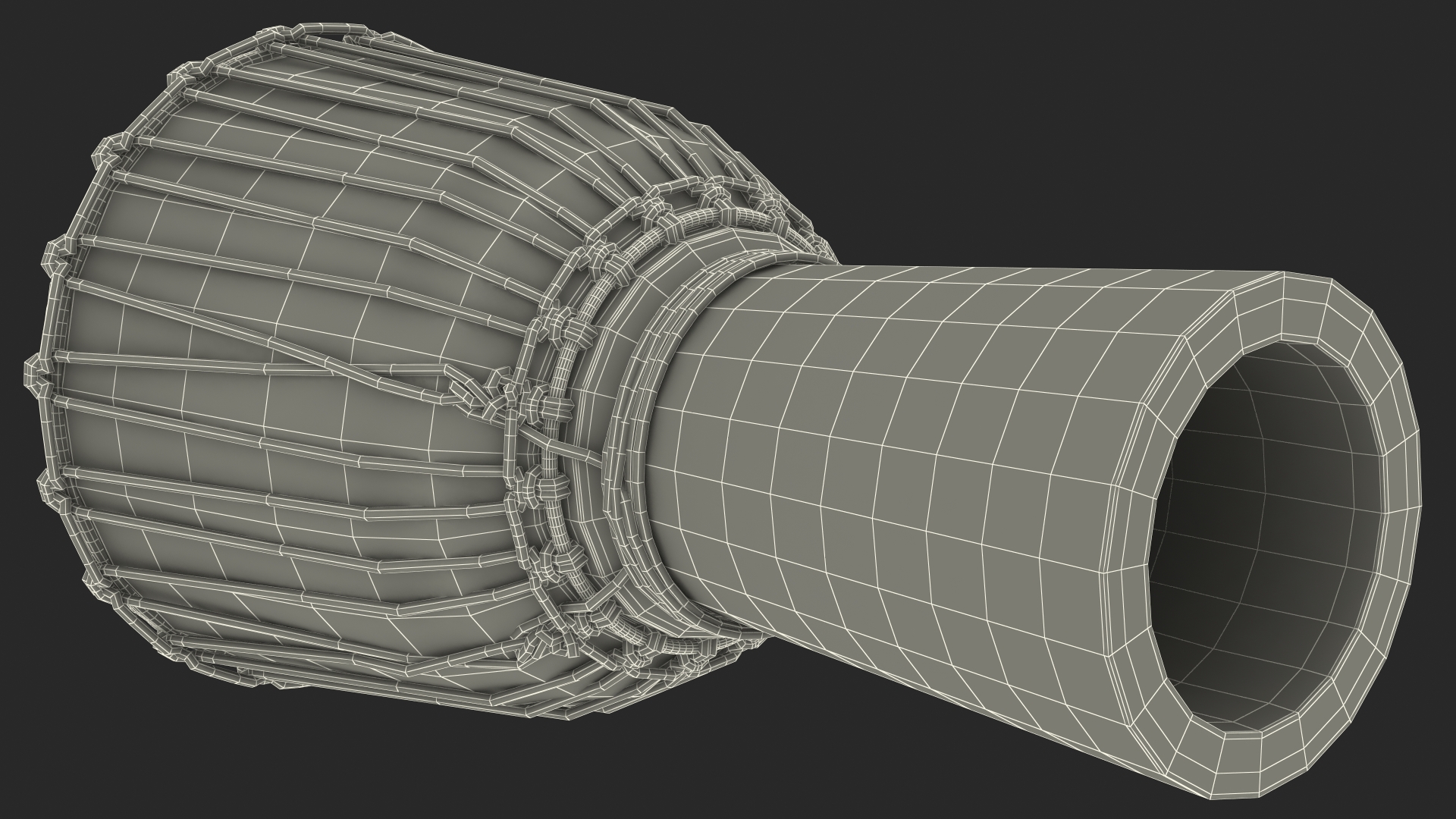 3D Hand Carved Rope Djembe model