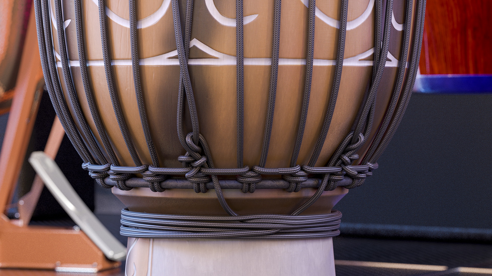 3D Hand Carved Rope Djembe model