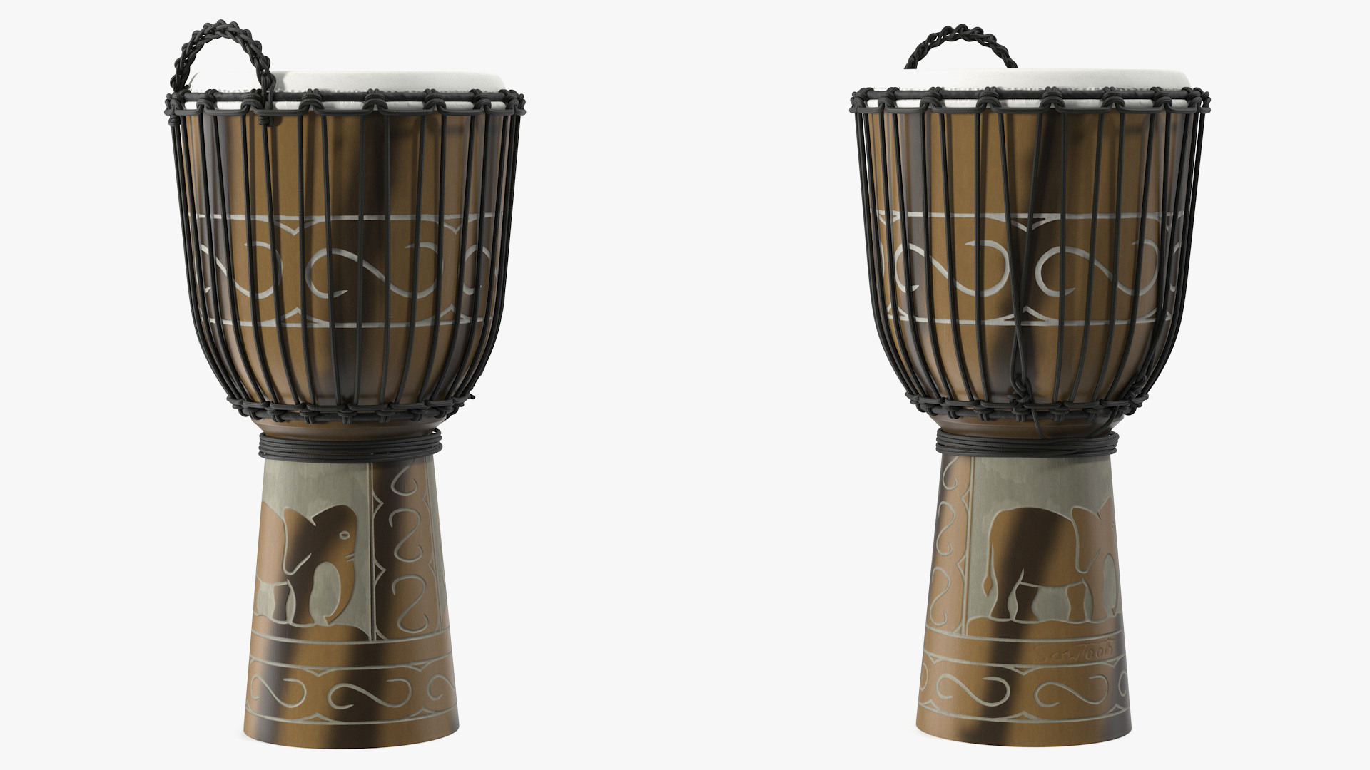 3D Hand Carved Rope Djembe model