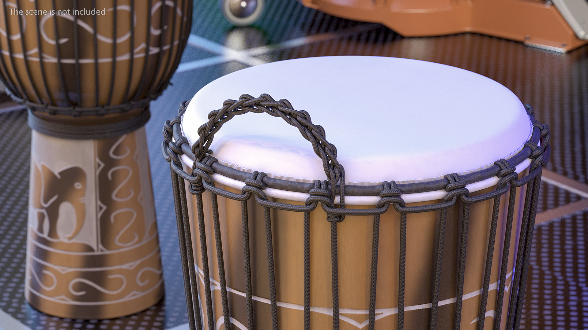 3D Hand Carved Rope Djembe model