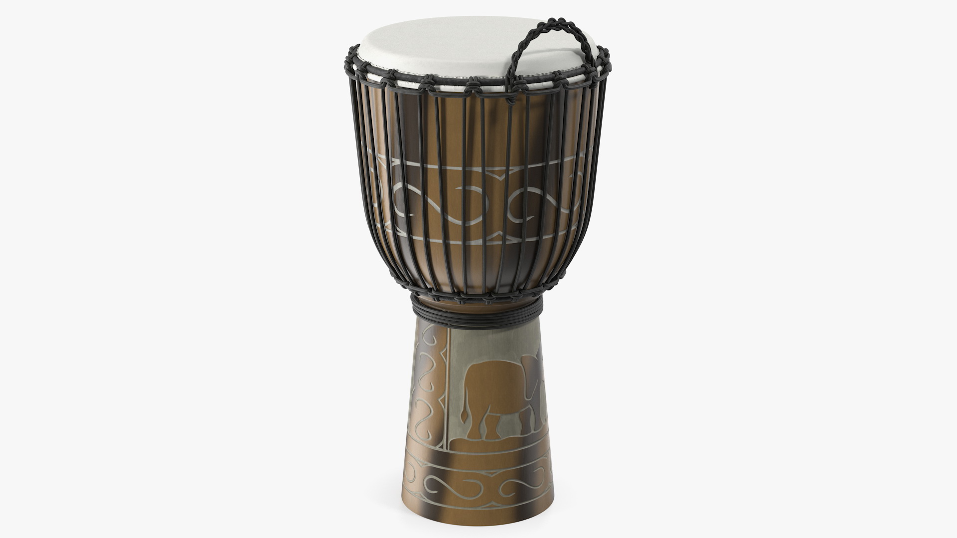 3D Hand Carved Rope Djembe model
