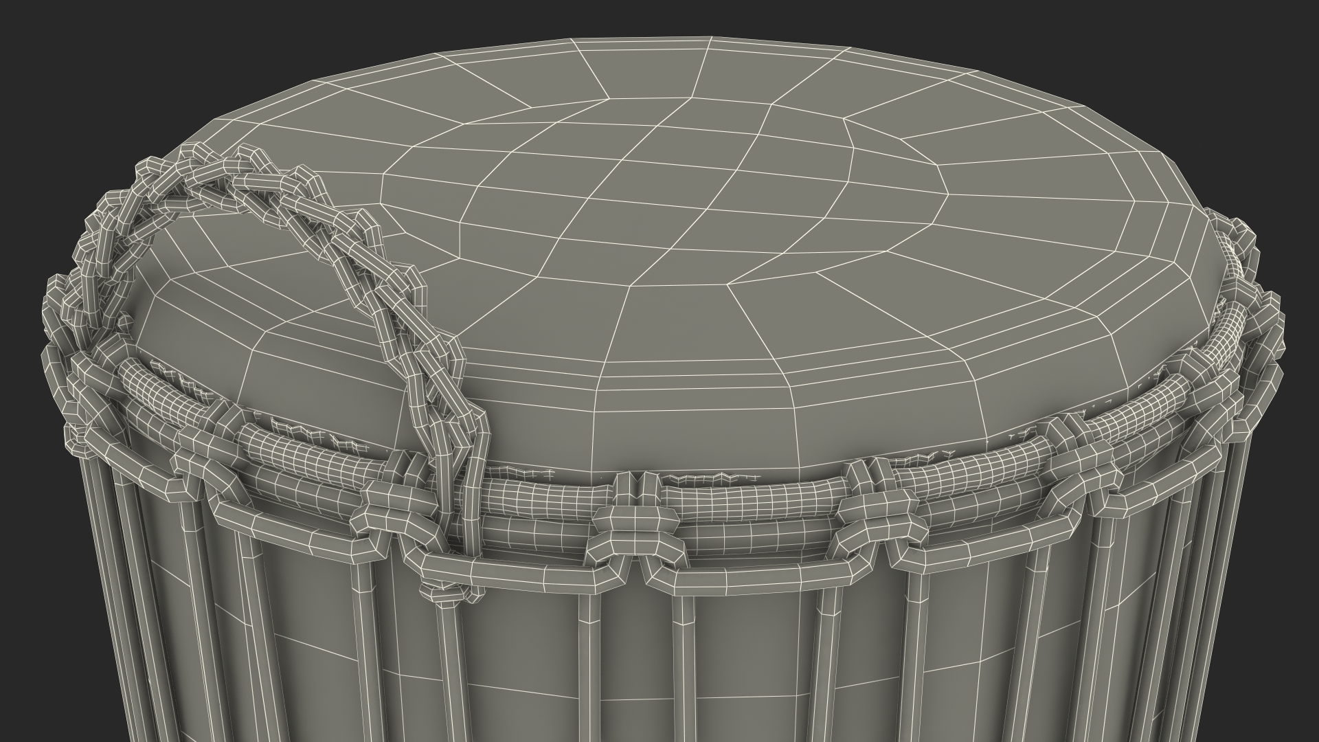 3D Hand Carved Rope Djembe model