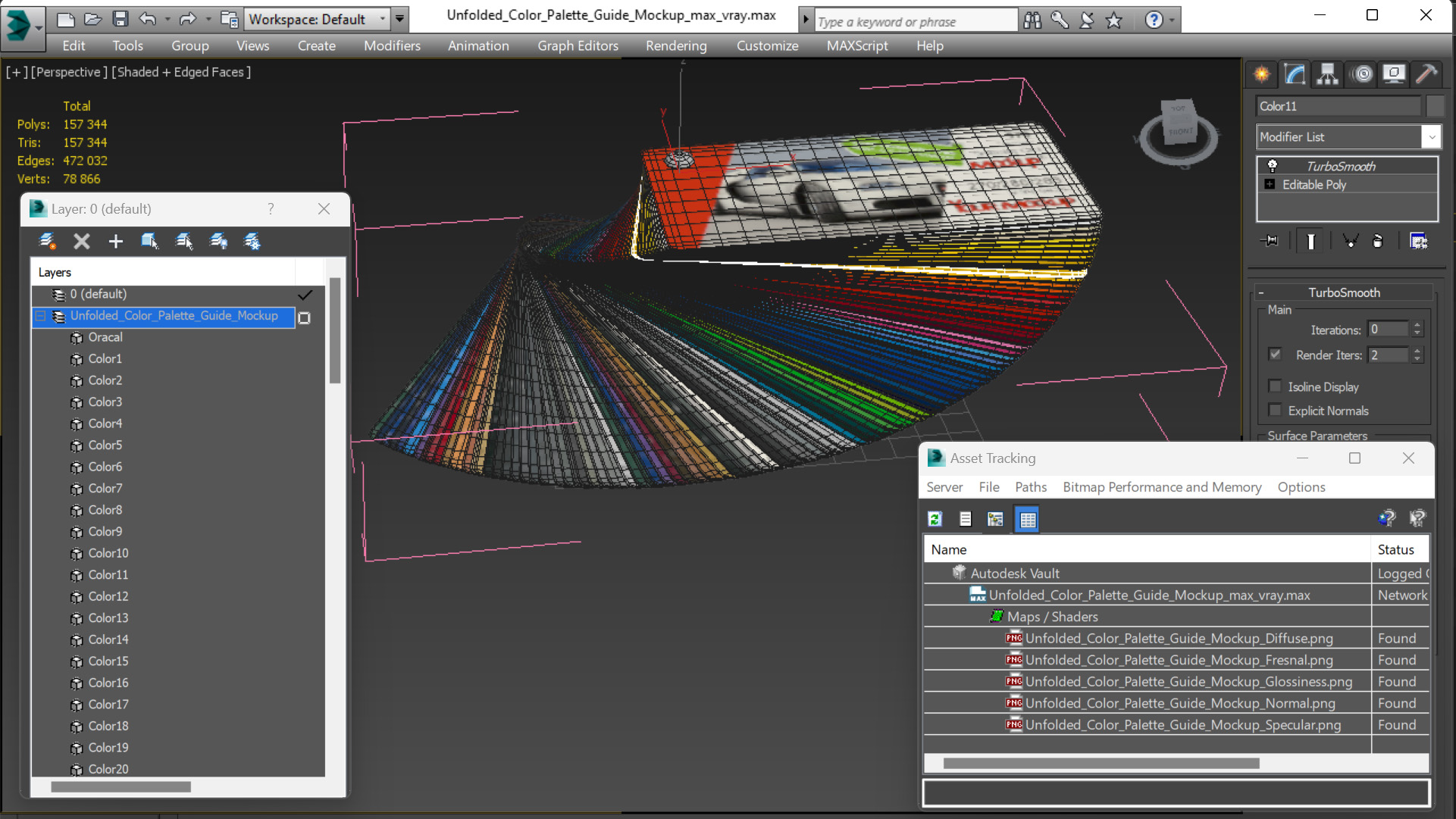 3D model Unfolded Color Palette Guide Mockup