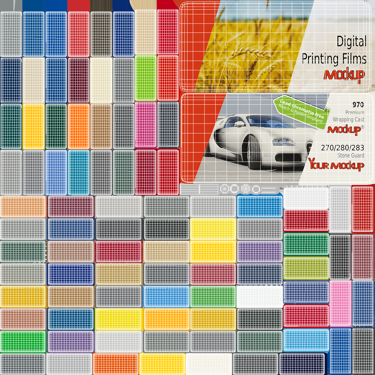 3D model Unfolded Color Palette Guide Mockup