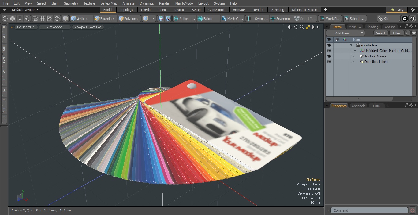 3D model Unfolded Color Palette Guide Mockup