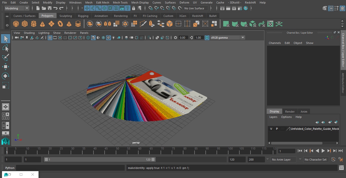 3D model Unfolded Color Palette Guide Mockup