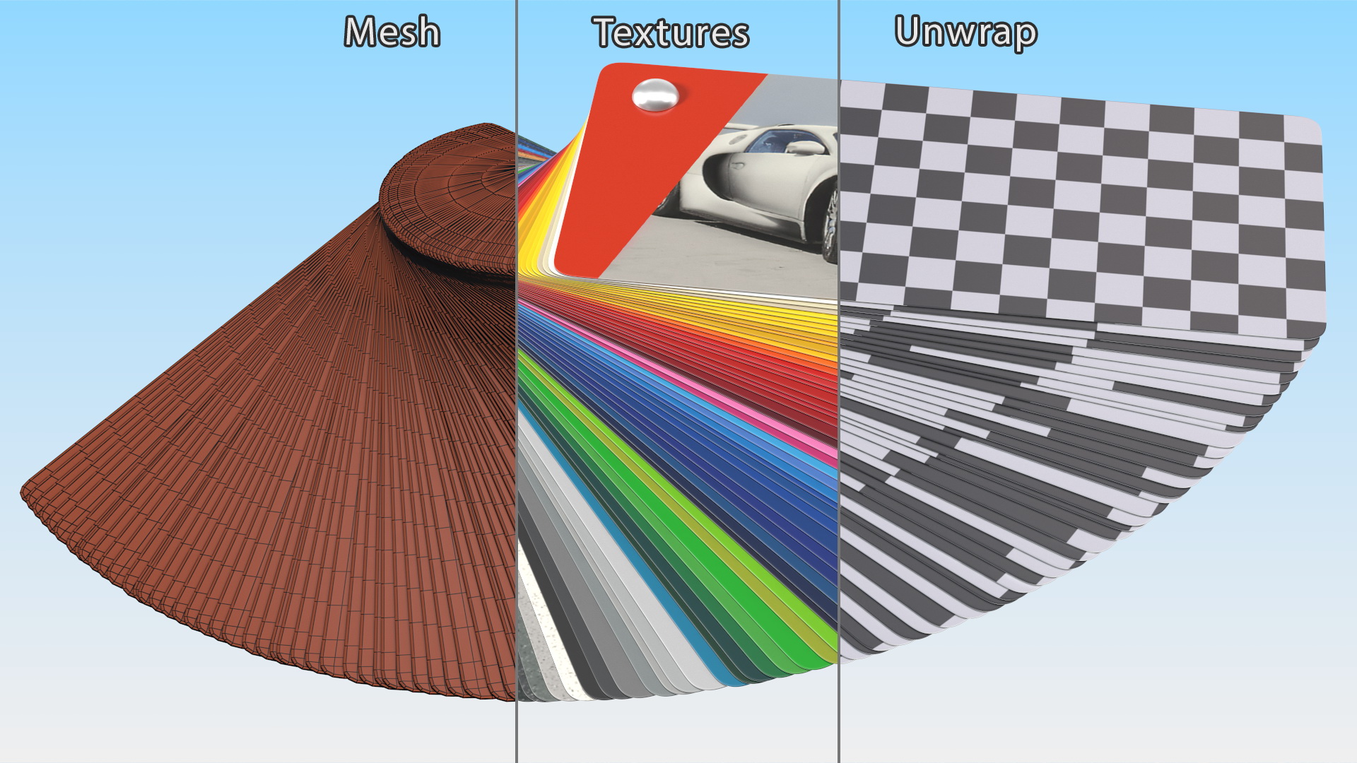 3D model Unfolded Color Palette Guide Mockup