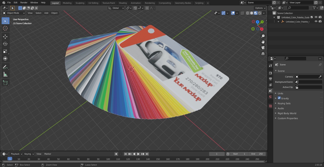 3D model Unfolded Color Palette Guide Mockup