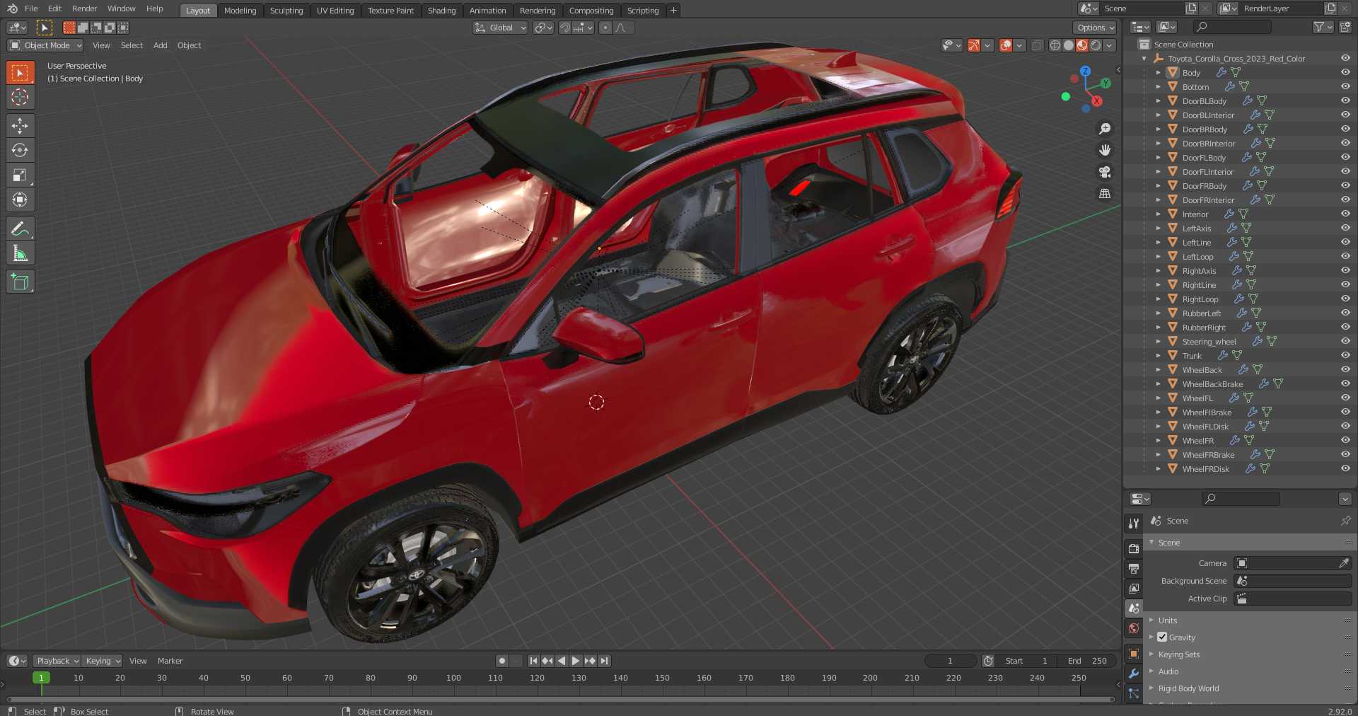 3D model Toyota Corolla Cross 2023 Red Color
