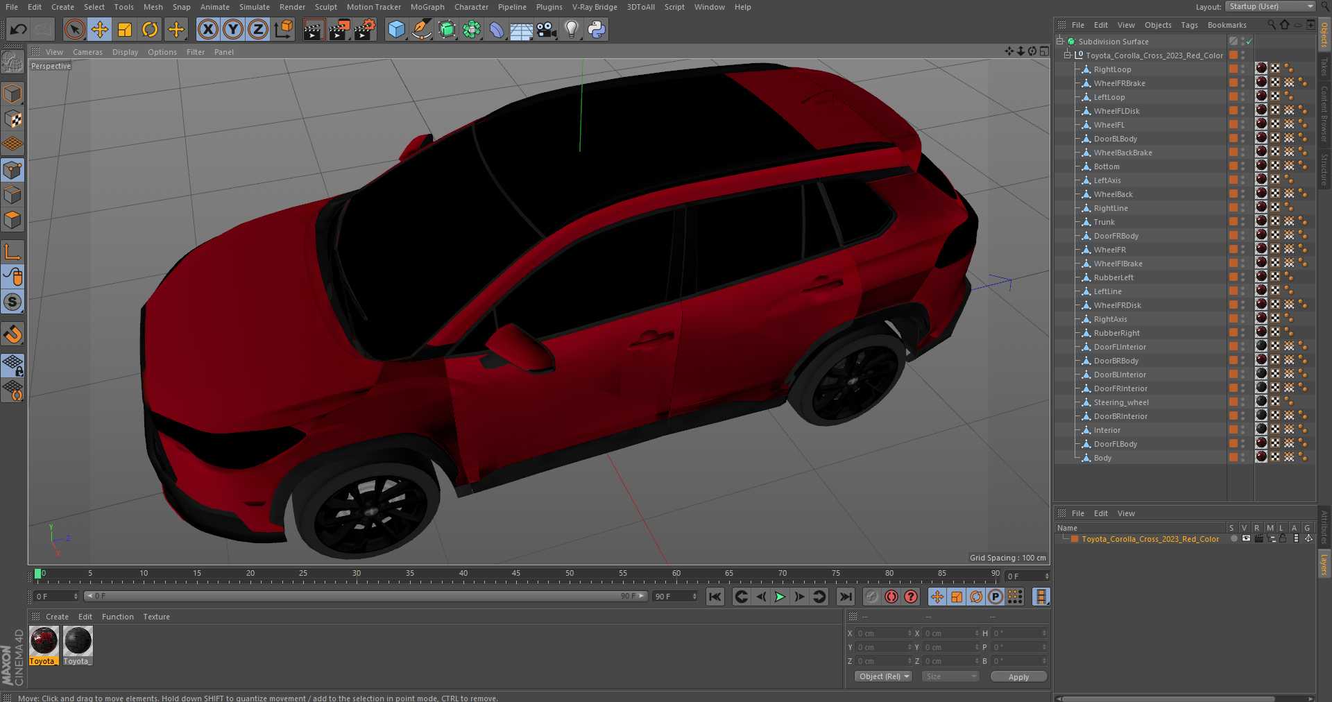 3D model Toyota Corolla Cross 2023 Red Color