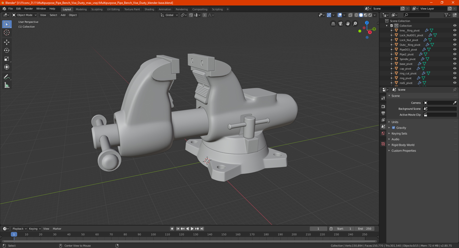 Multipurpose Pipe Bench Vise Dusty 3D model