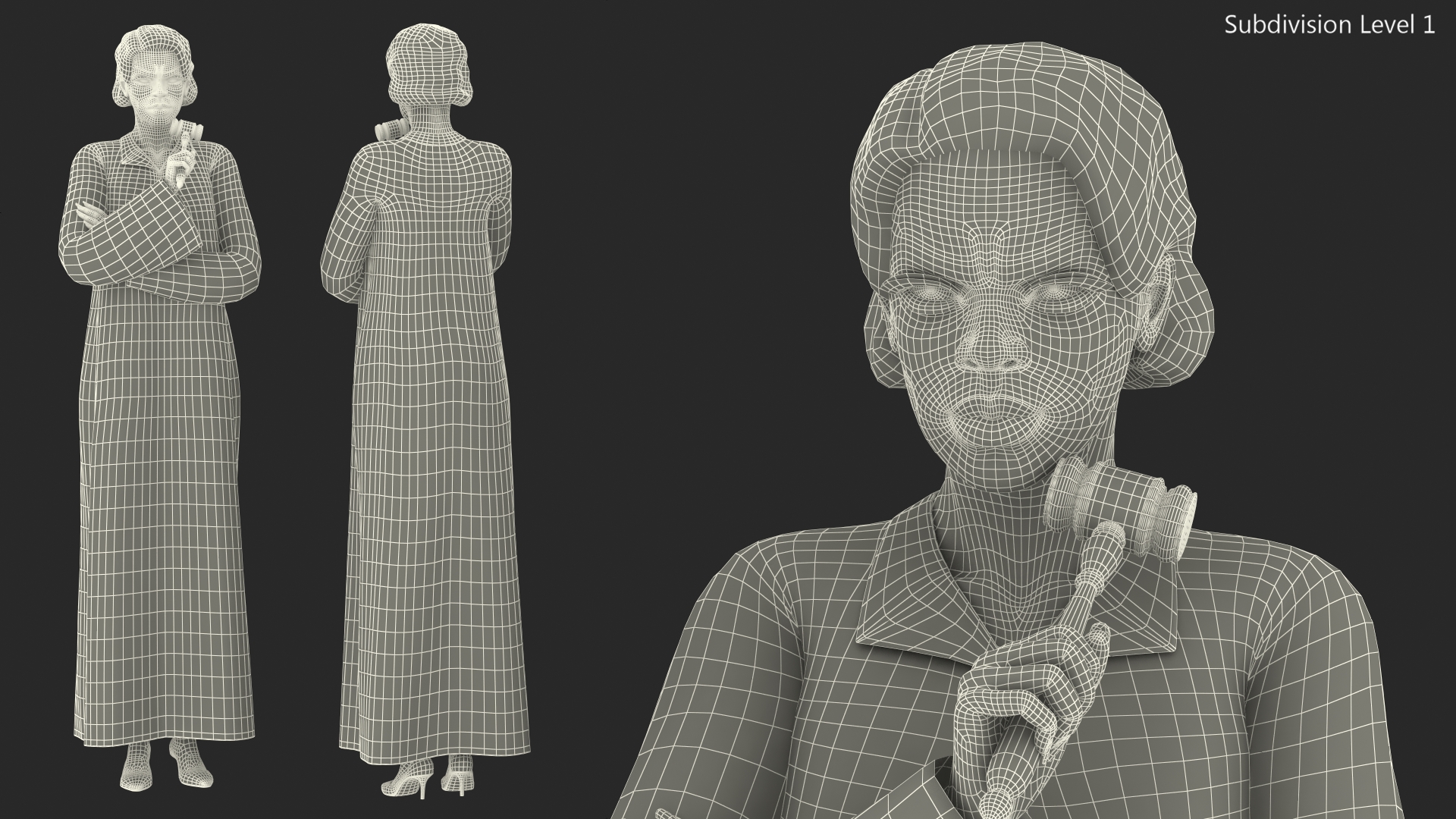 3D Light Skin Judge Woman Standing Pose