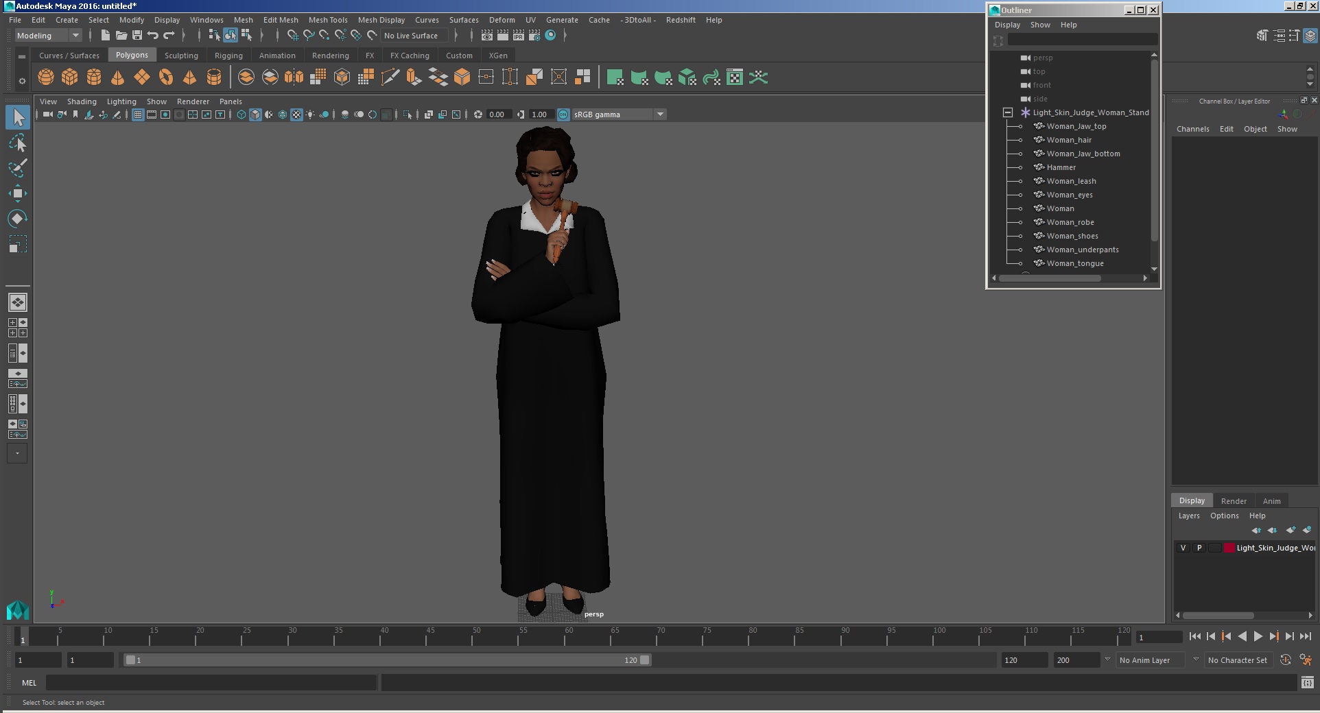 3D Light Skin Judge Woman Standing Pose