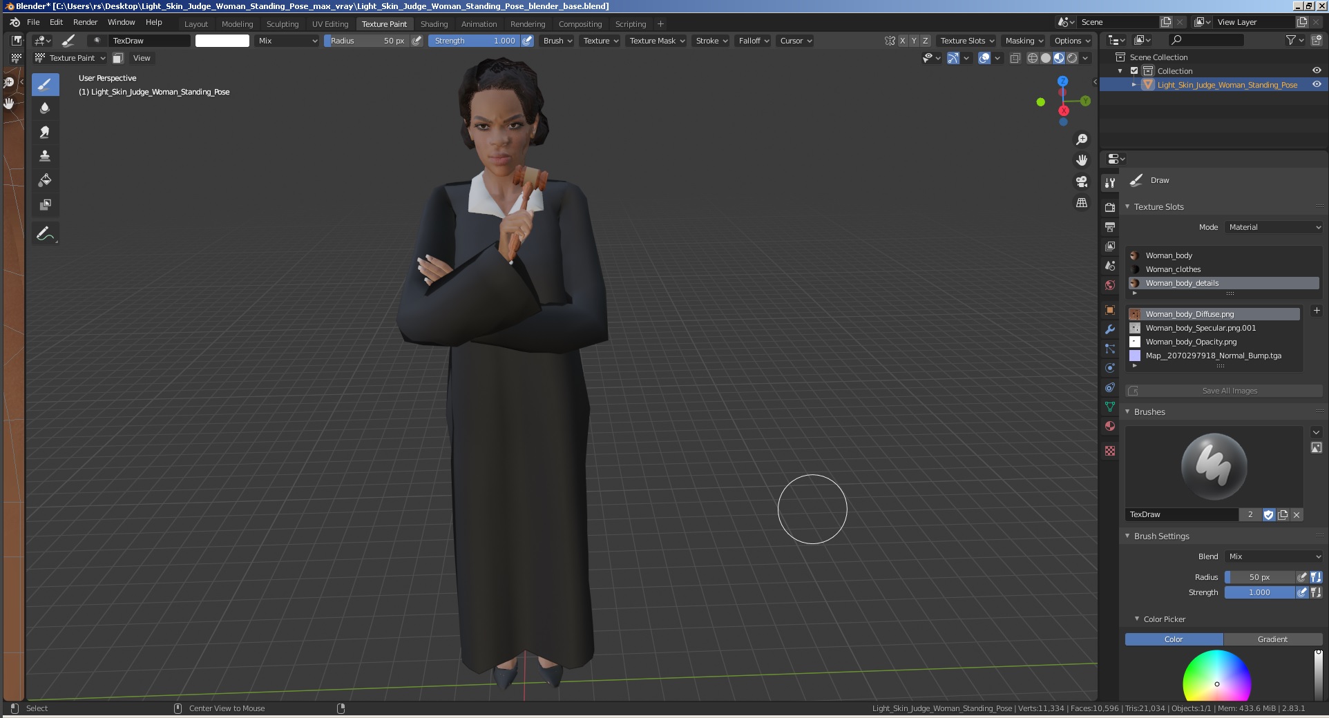 3D Light Skin Judge Woman Standing Pose