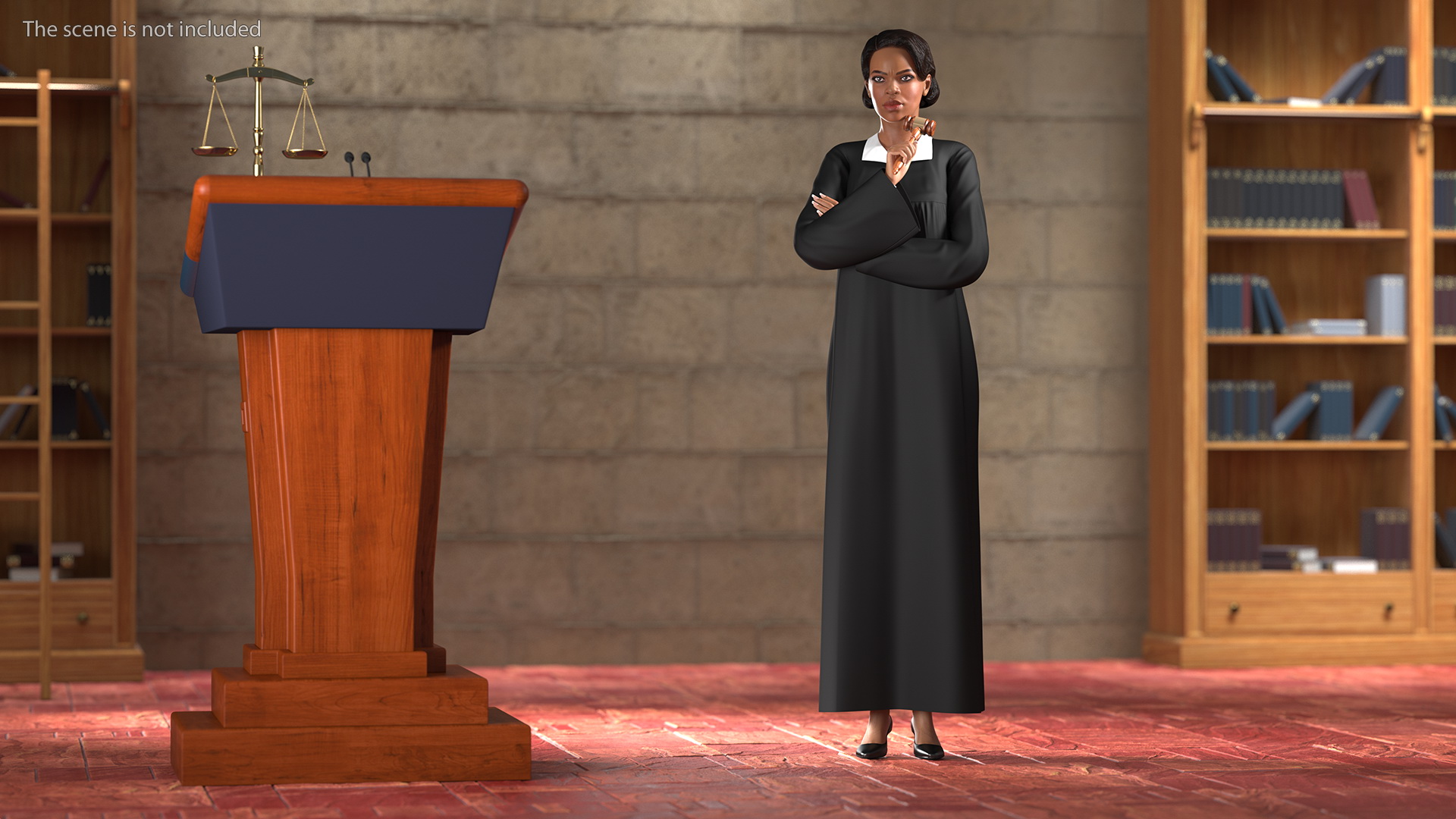3D Light Skin Judge Woman Standing Pose
