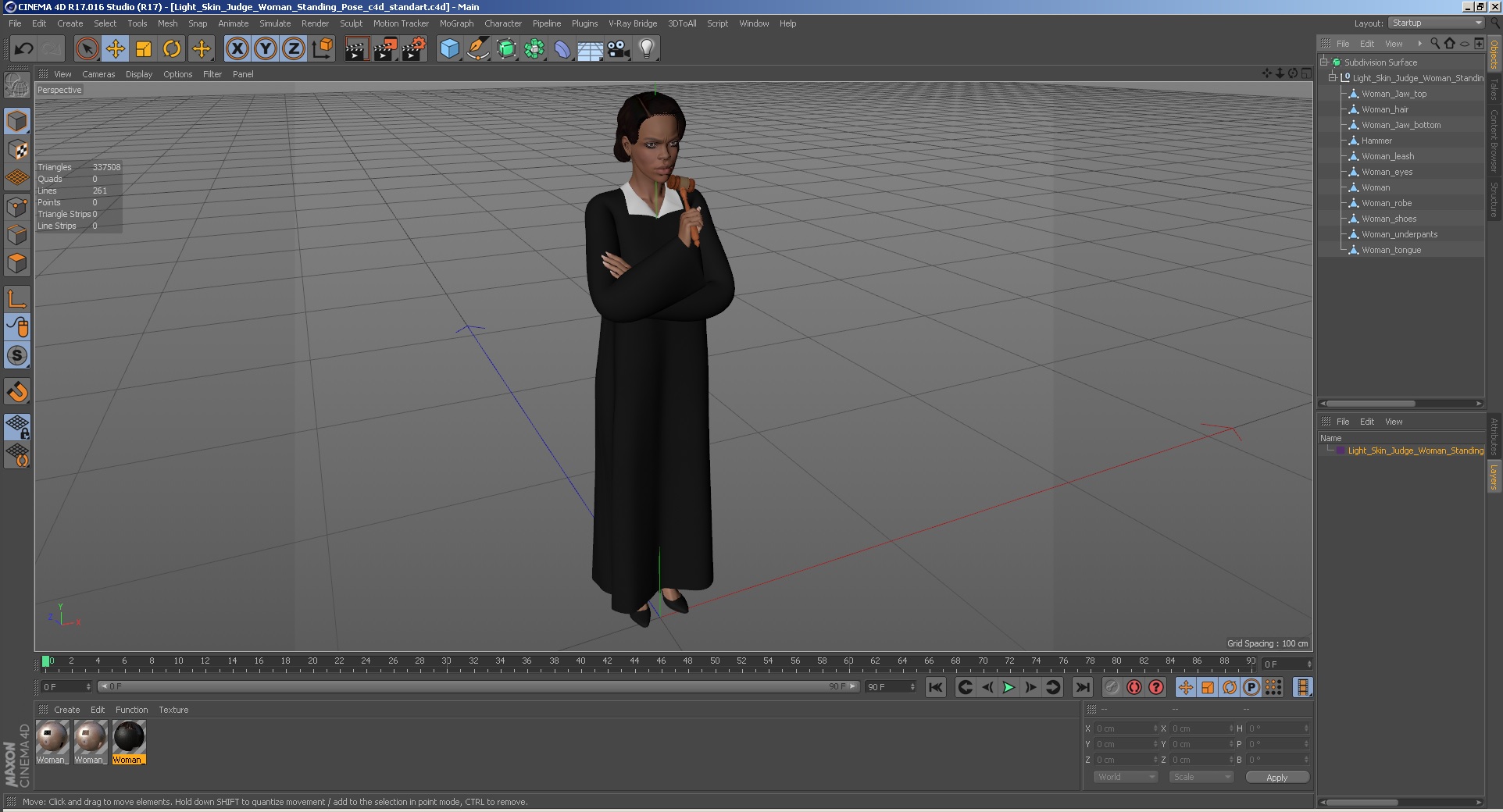 3D Light Skin Judge Woman Standing Pose