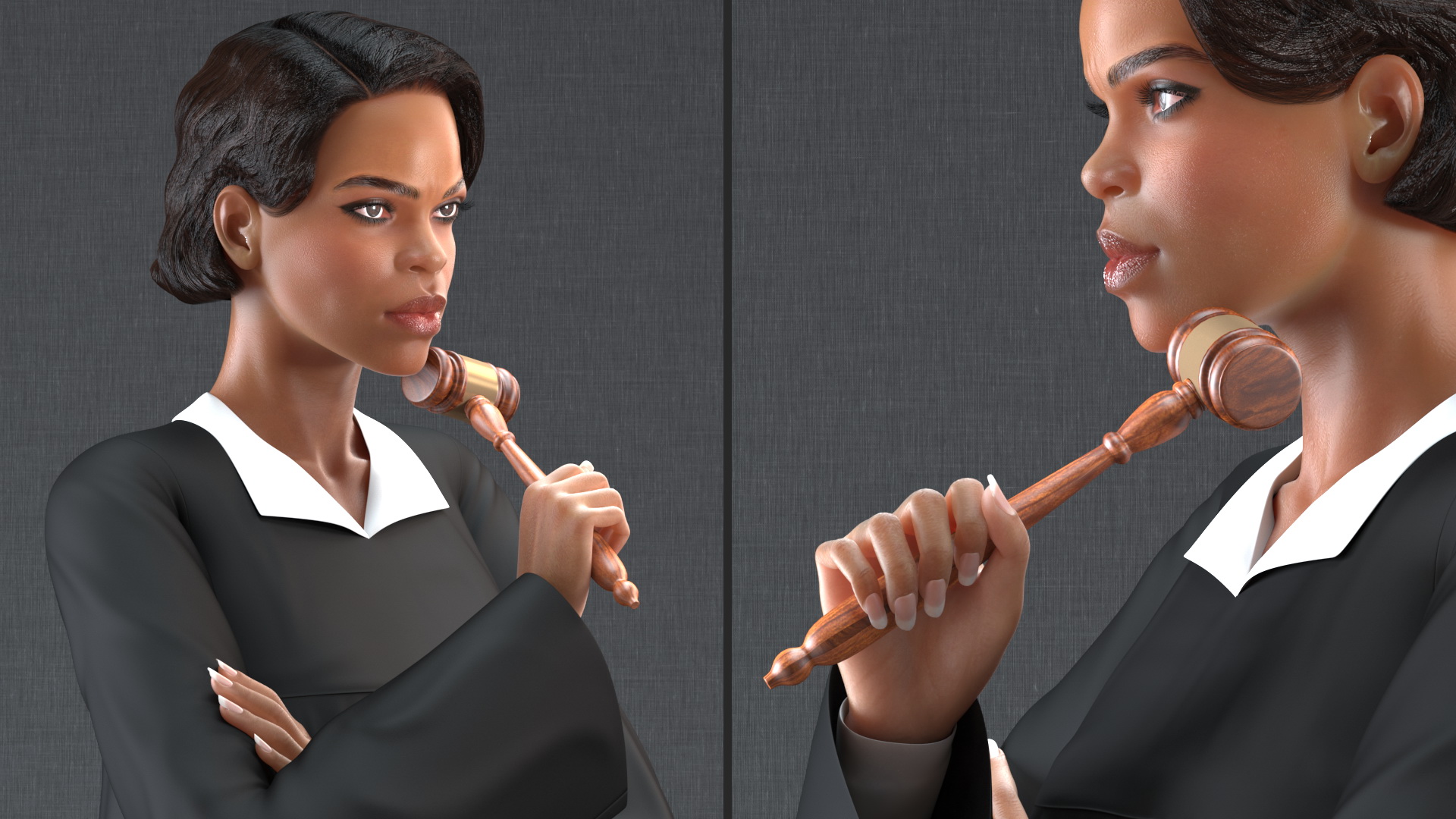 3D Light Skin Judge Woman Standing Pose