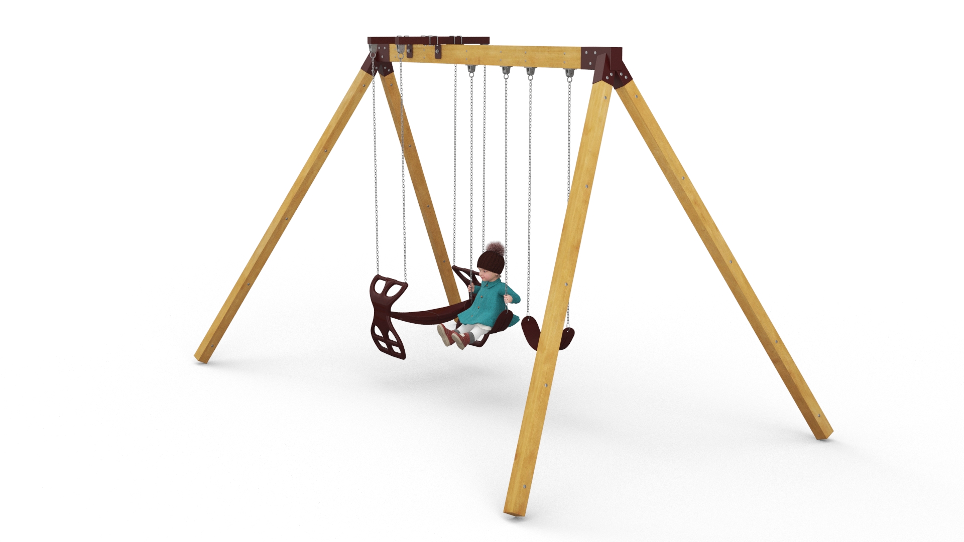 Baby Girl on Swing Fur Rigged 3D model