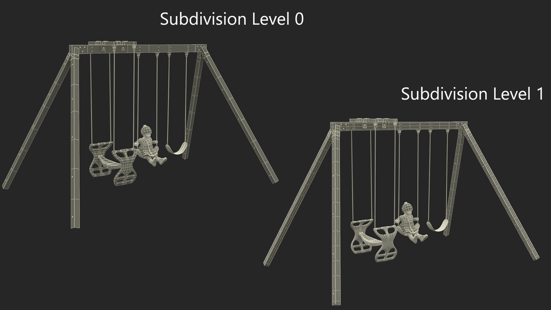 Baby Girl on Swing Fur Rigged 3D model