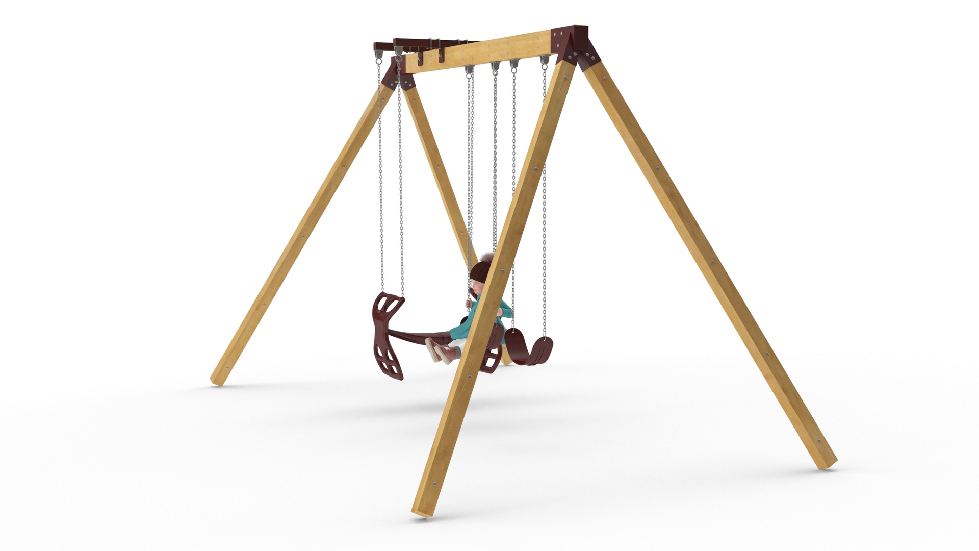 Baby Girl on Swing Fur Rigged 3D model