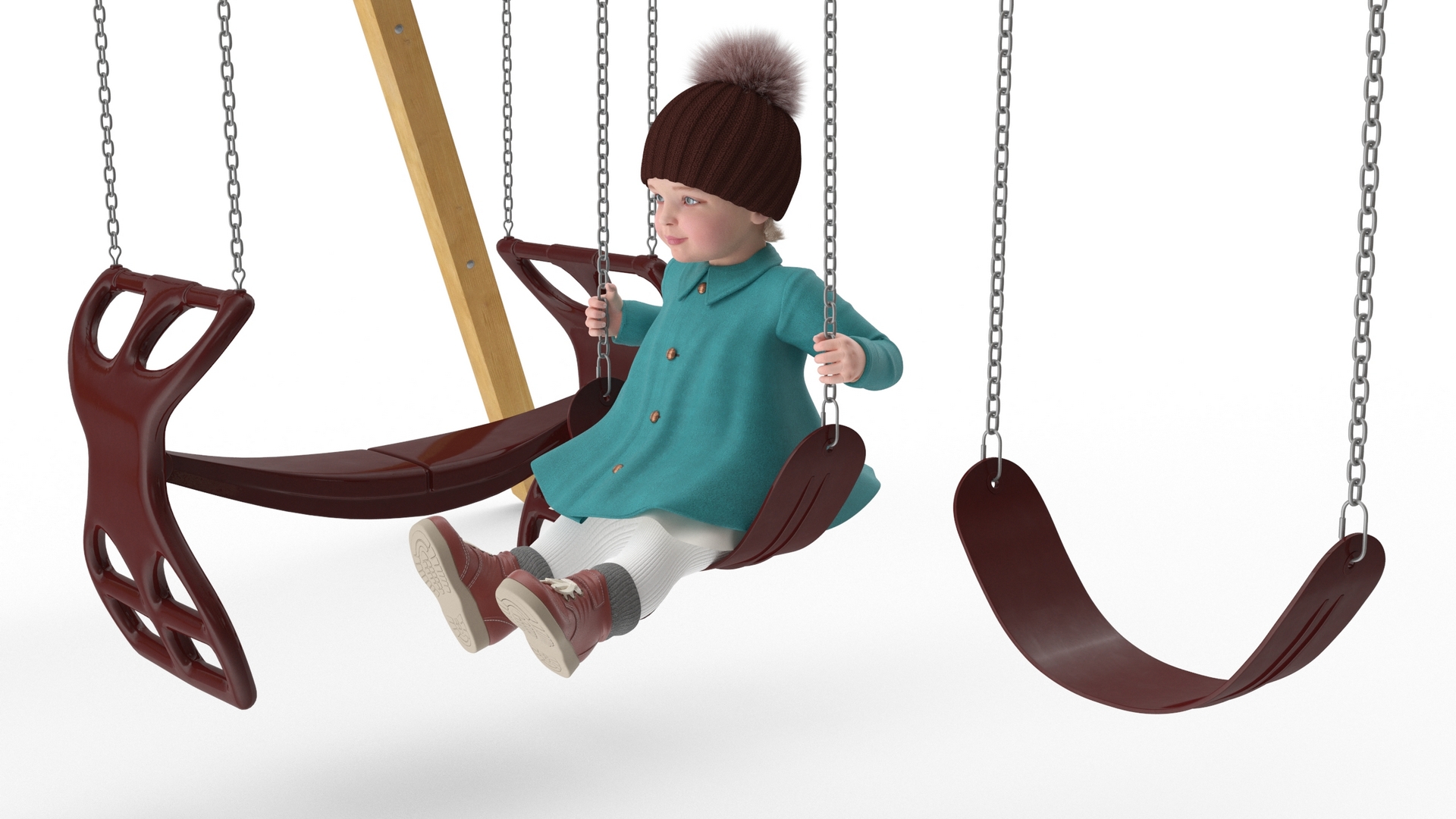 Baby Girl on Swing Fur Rigged 3D model
