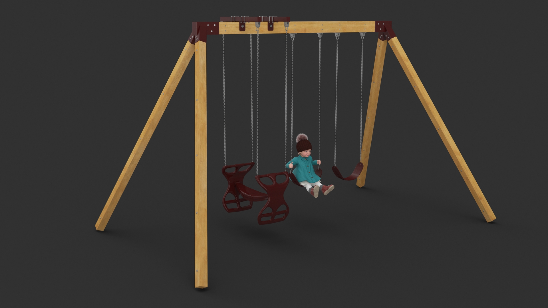 Baby Girl on Swing Fur Rigged 3D model