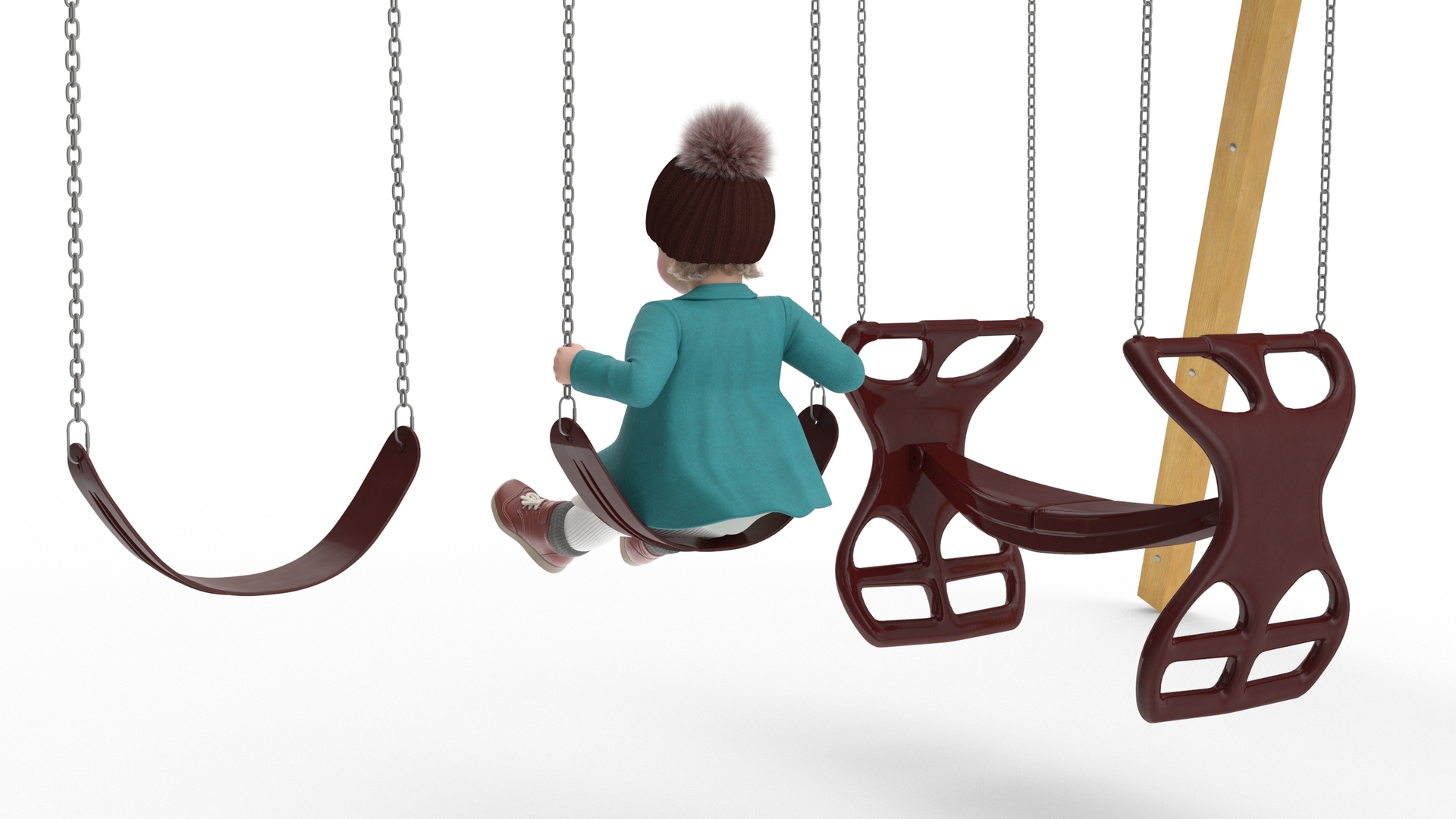 Baby Girl on Swing Fur Rigged 3D model