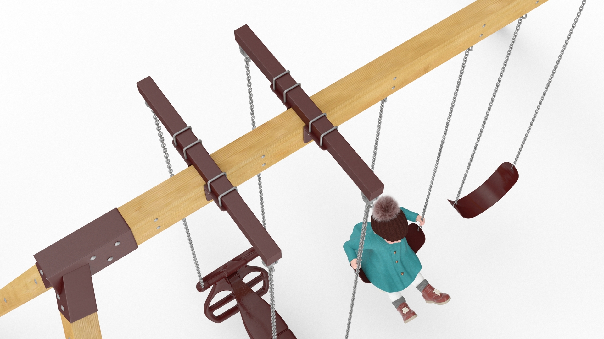 Baby Girl on Swing Fur Rigged 3D model