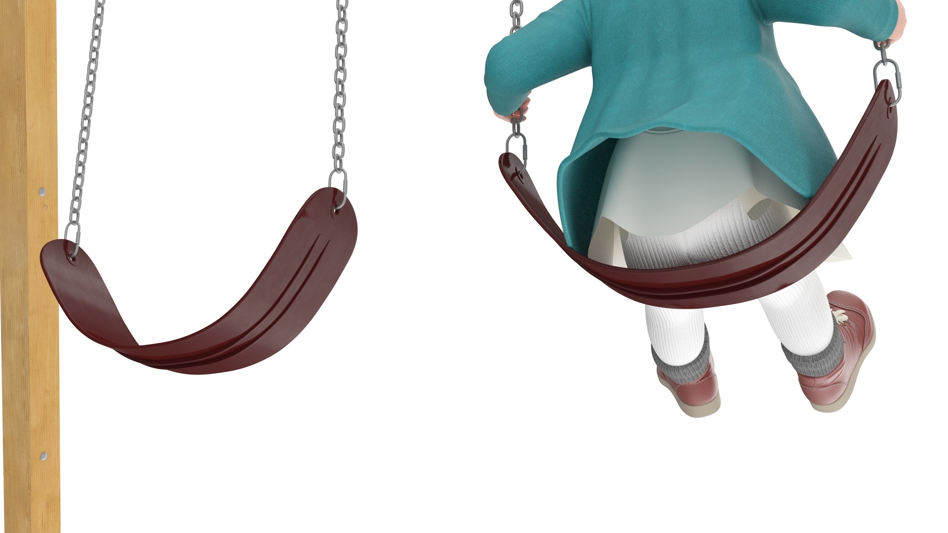 Baby Girl on Swing Fur Rigged 3D model
