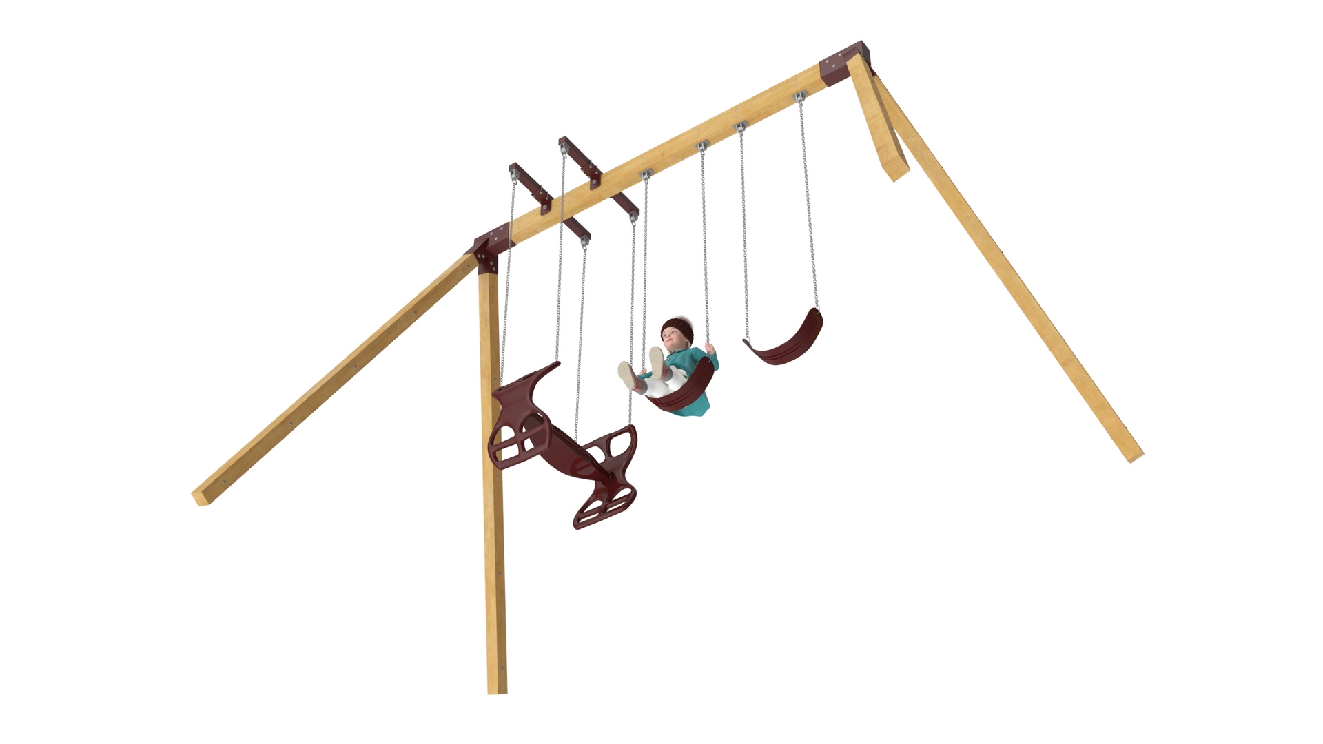 Baby Girl on Swing Fur Rigged 3D model
