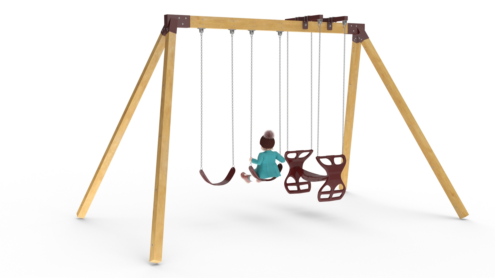 Baby Girl on Swing Fur Rigged 3D model