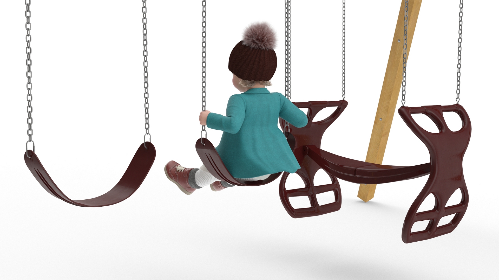 Baby Girl on Swing Fur Rigged 3D model