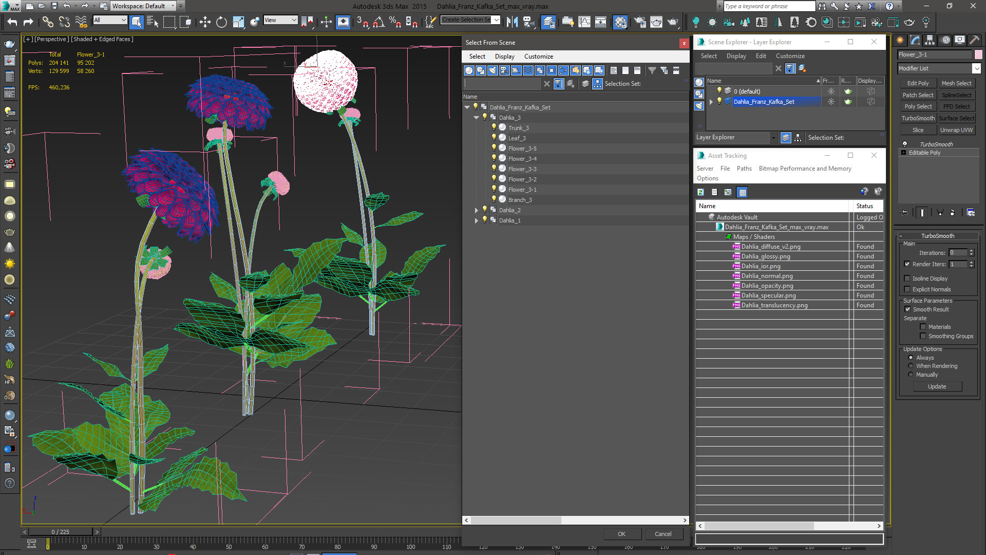 Dahlia Franz Kafka Set 3D
