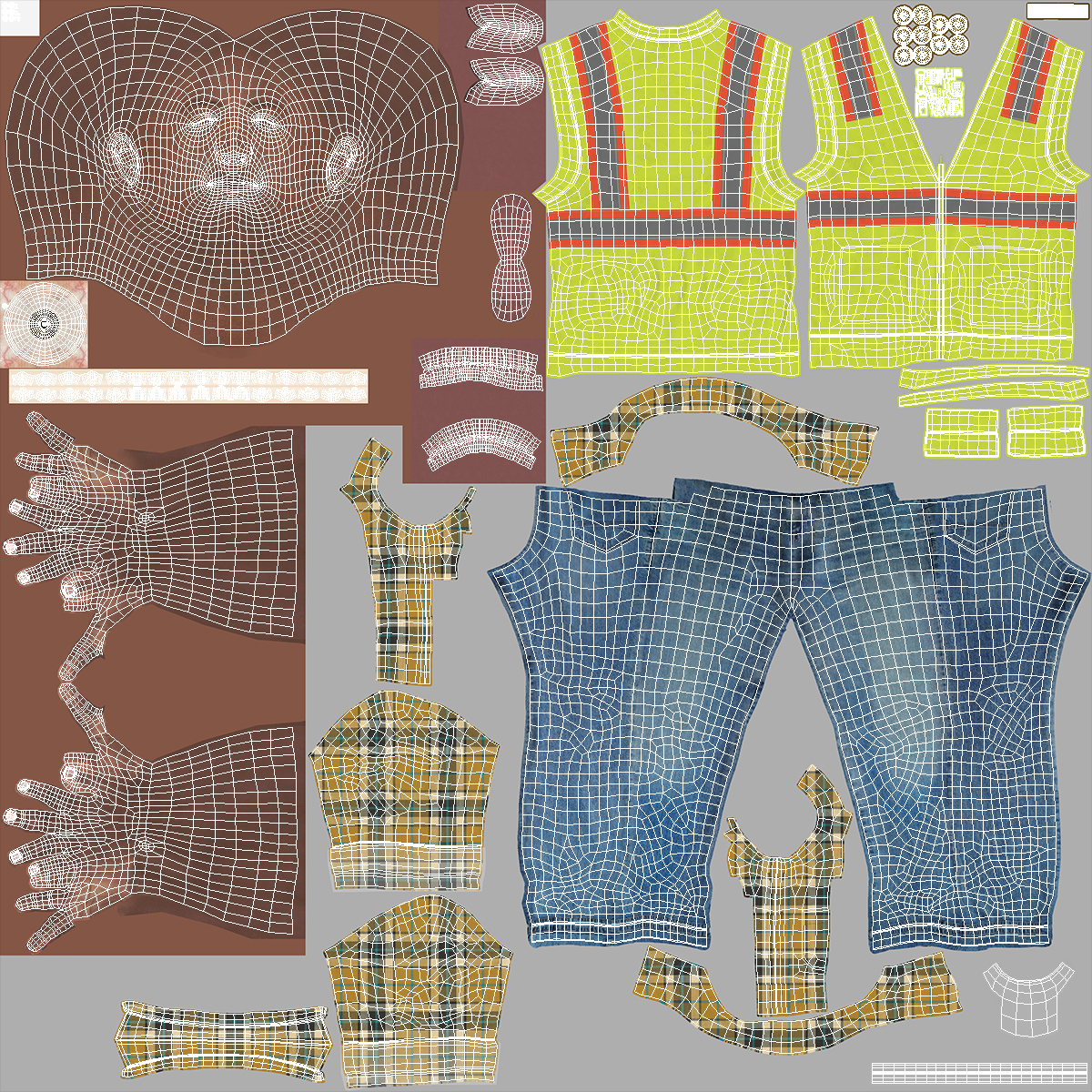 Electric Forklift with Operator and Bulk Bag 3D model