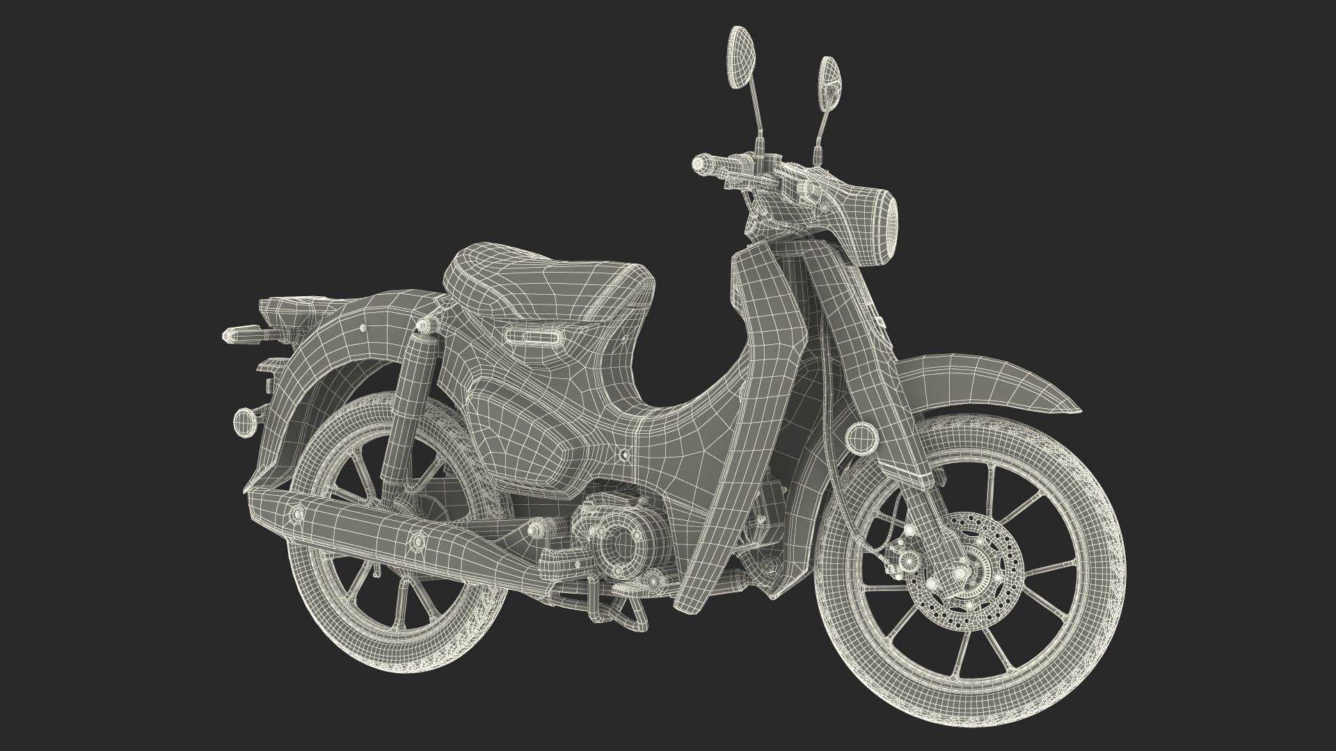3D Scooter Honda Super Cub 2024 Green Rigged