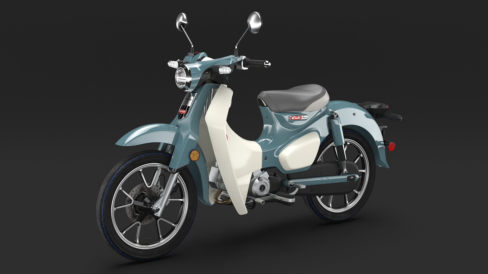 3D Scooter Honda Super Cub 2024 Green Rigged