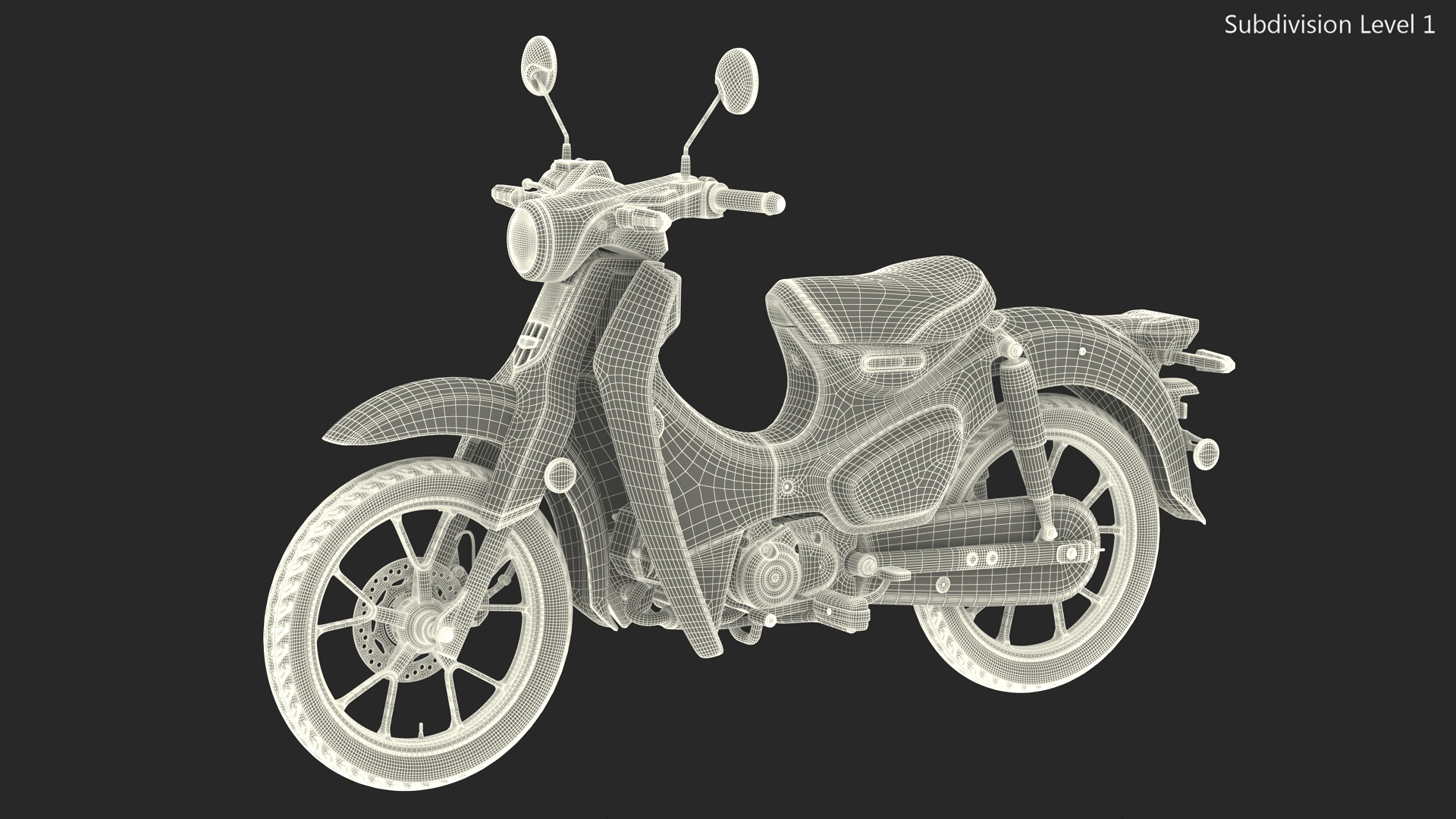 3D Scooter Honda Super Cub 2024 Green Rigged