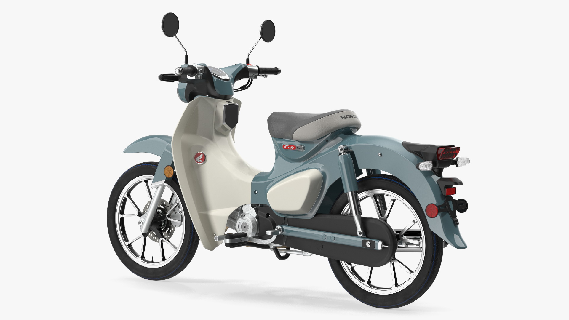 3D Scooter Honda Super Cub 2024 Green Rigged