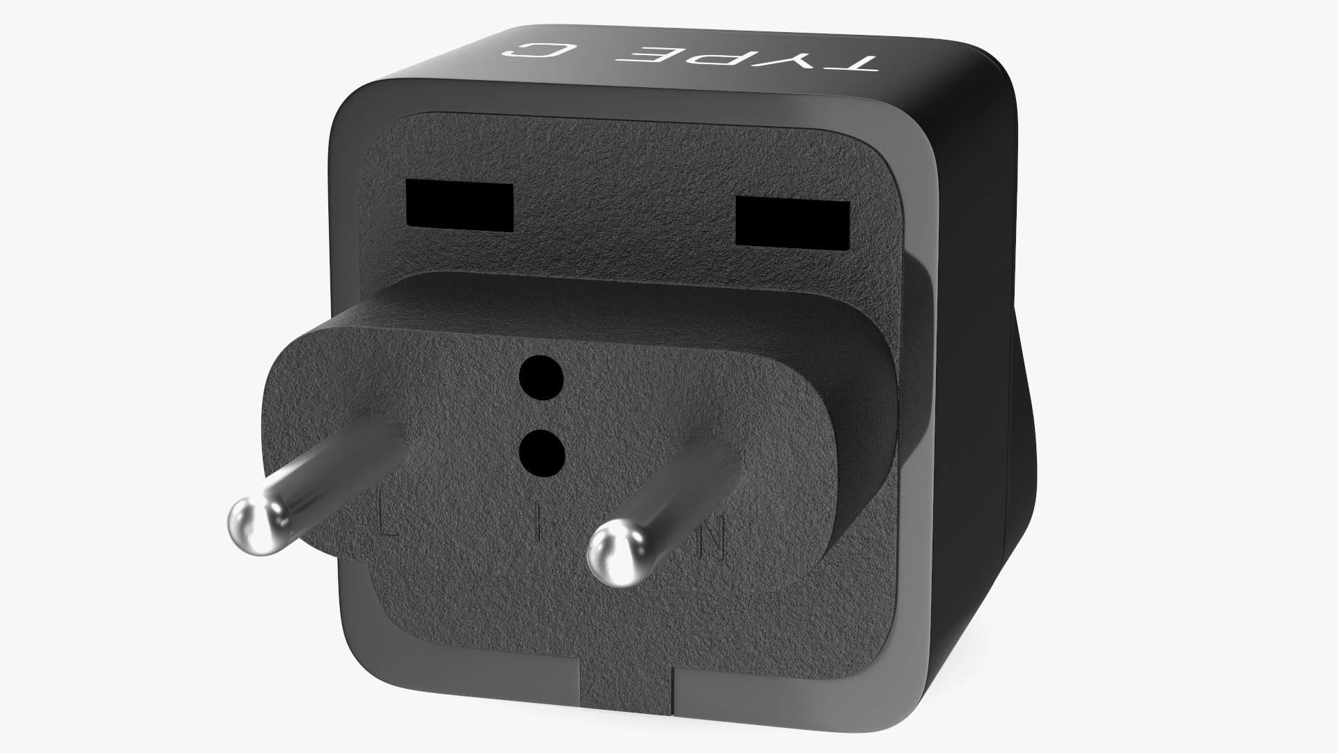 3D model Type C Universal Plug Adapter Black