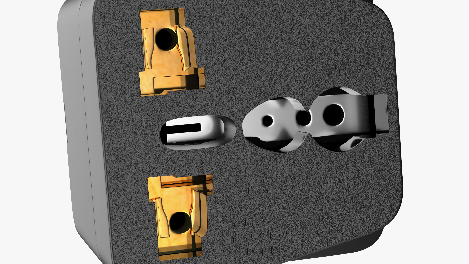 3D model Type C Universal Plug Adapter Black