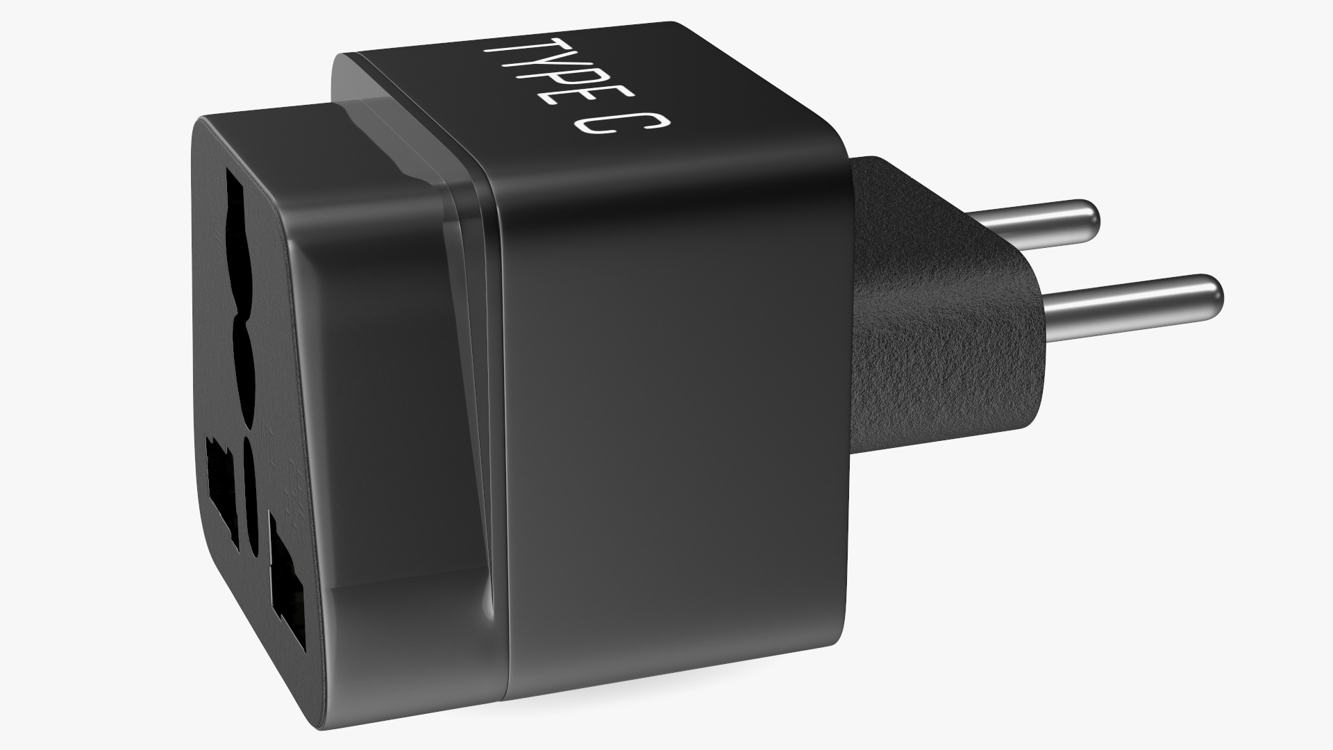 3D model Type C Universal Plug Adapter Black
