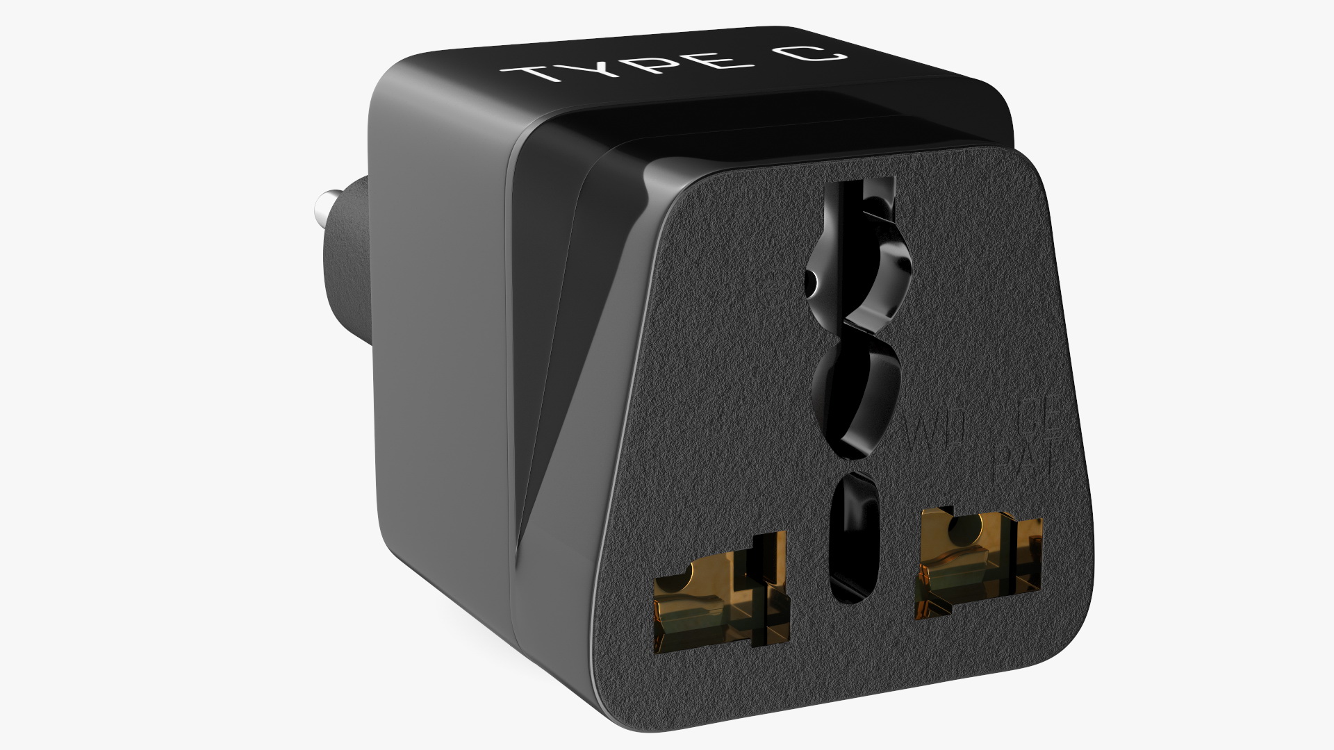 3D model Type C Universal Plug Adapter Black