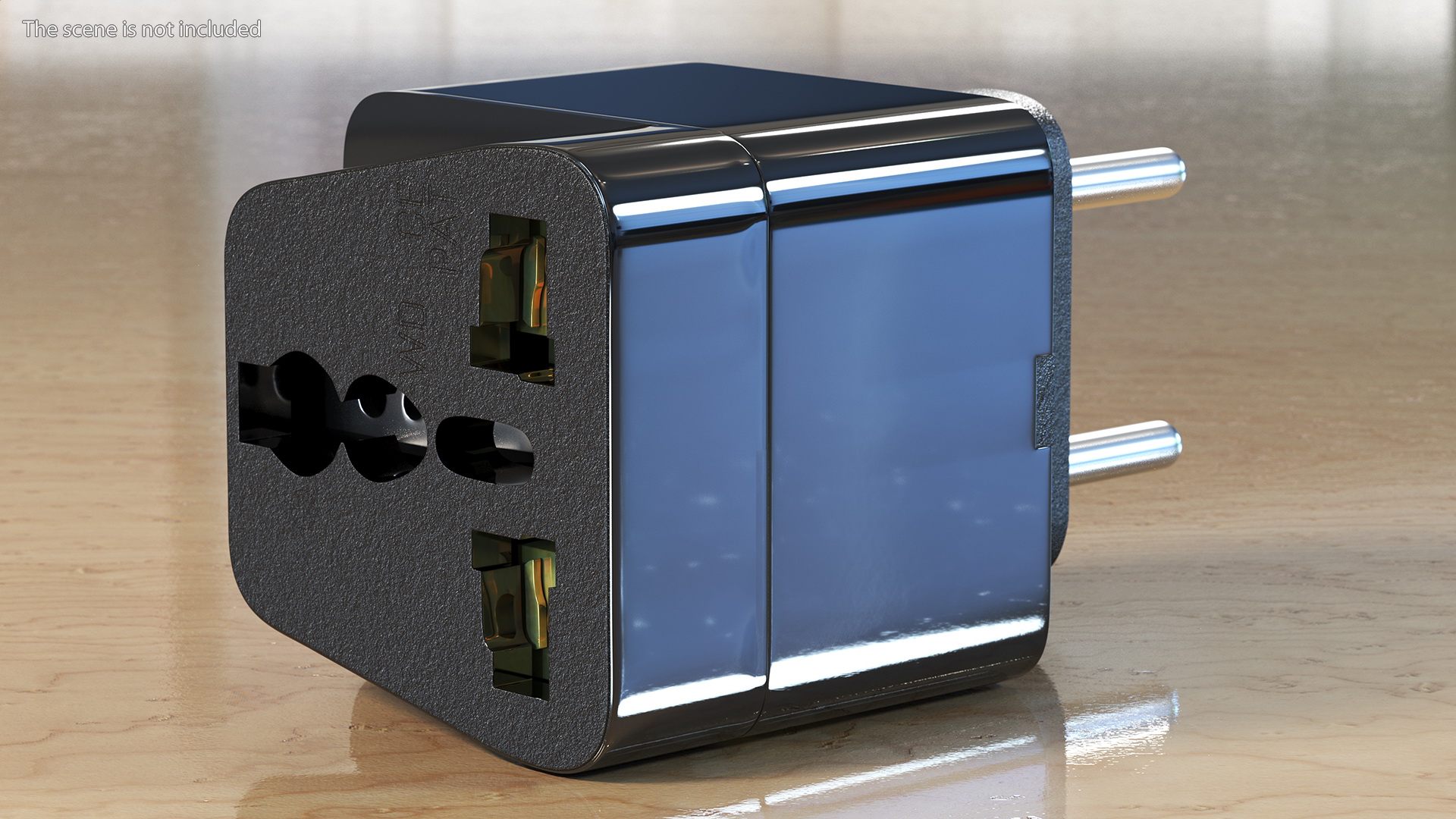 3D model Type C Universal Plug Adapter Black