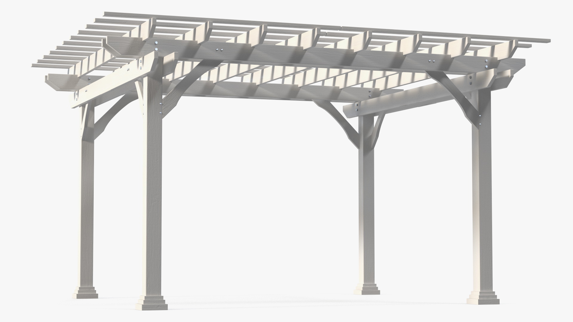 3D White Painted Wooden Pergola model