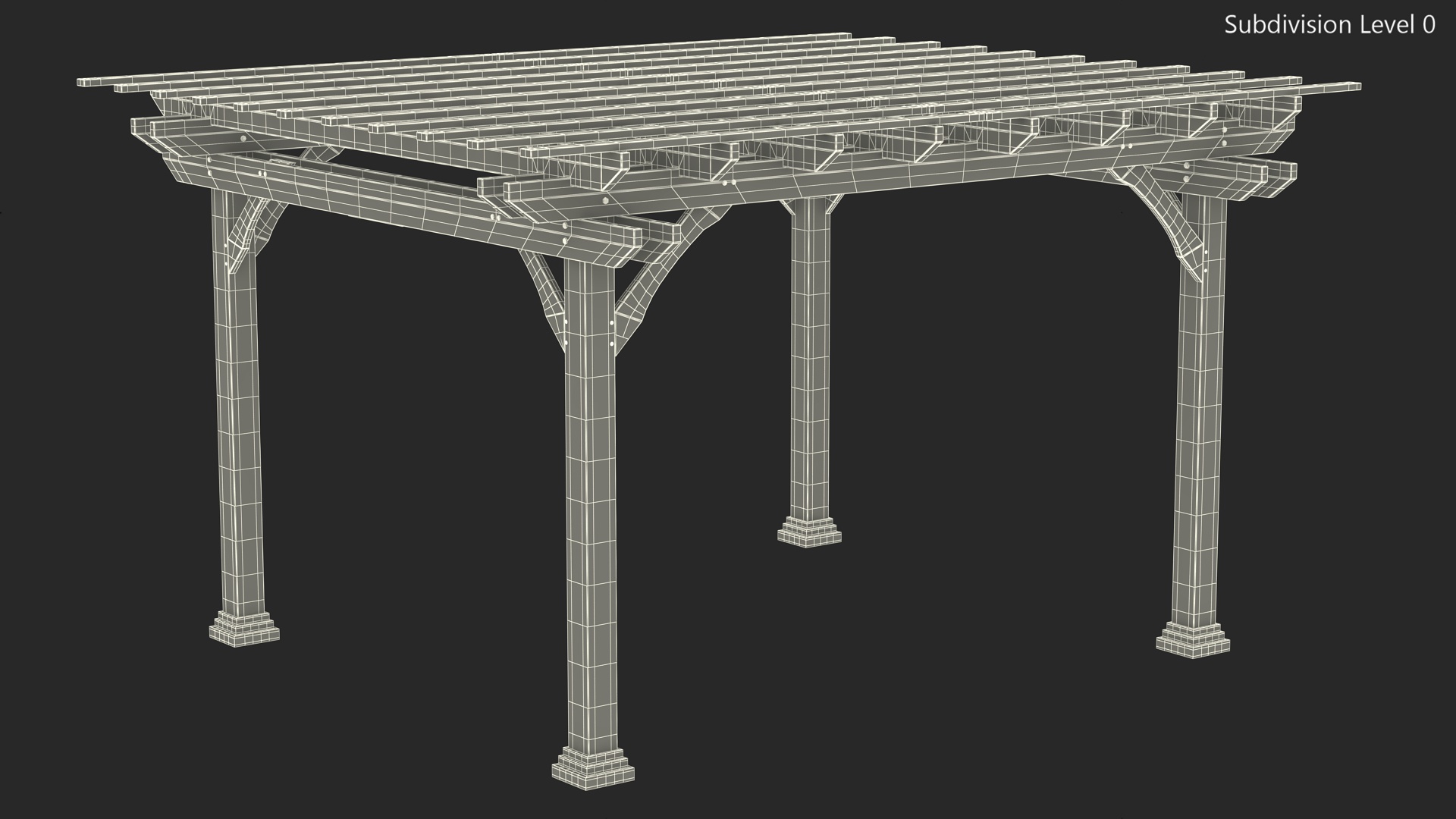 3D White Painted Wooden Pergola model
