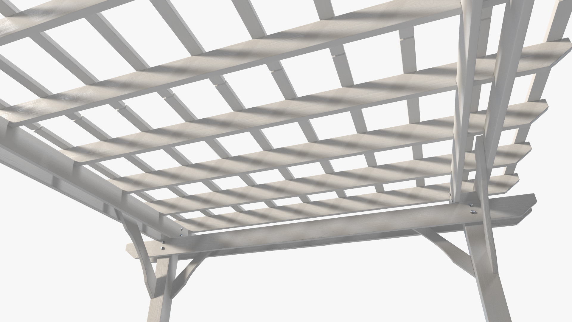 3D White Painted Wooden Pergola model