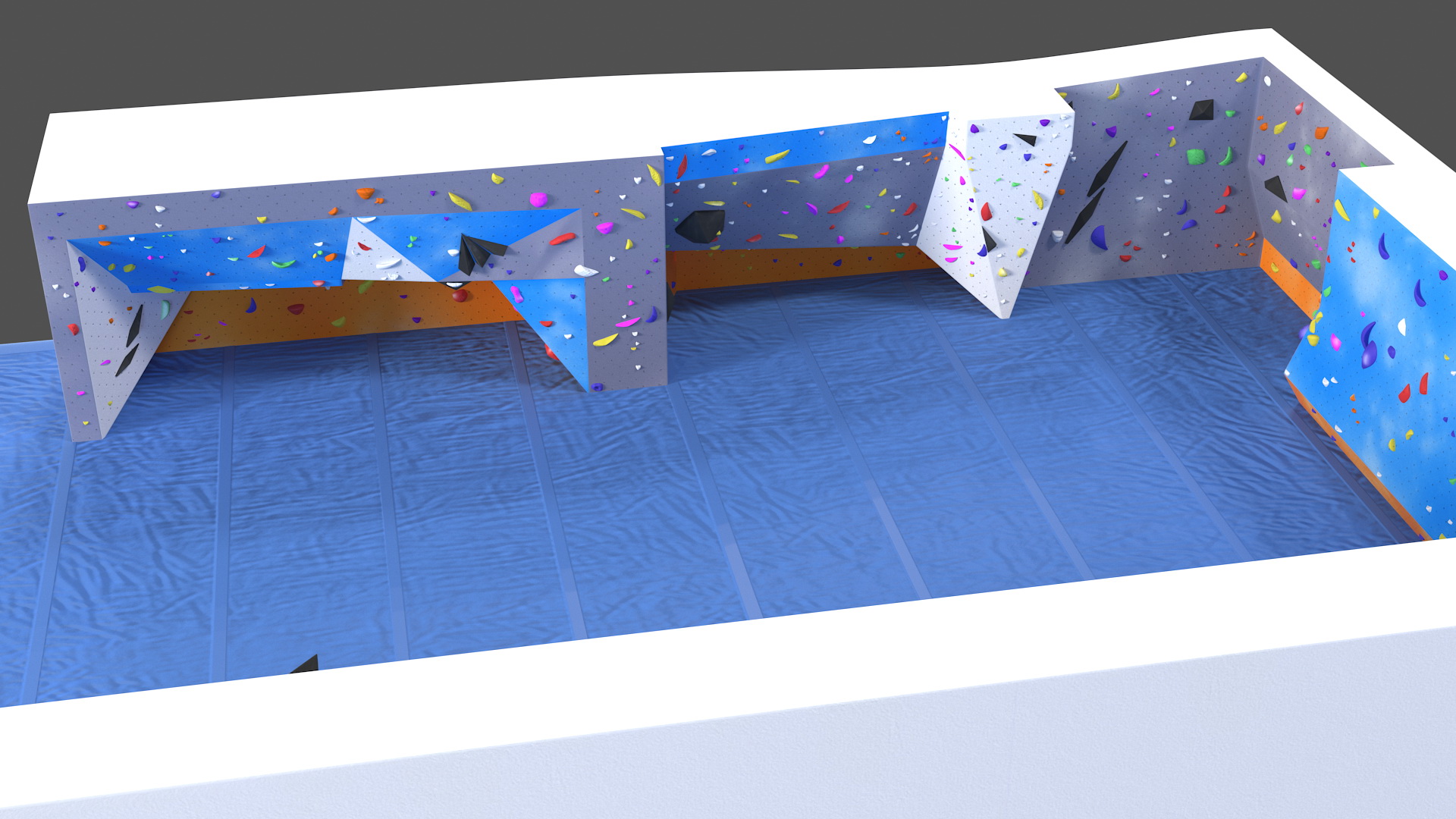 Big Bouldering Climbing Wall with Sports Mat 3D model