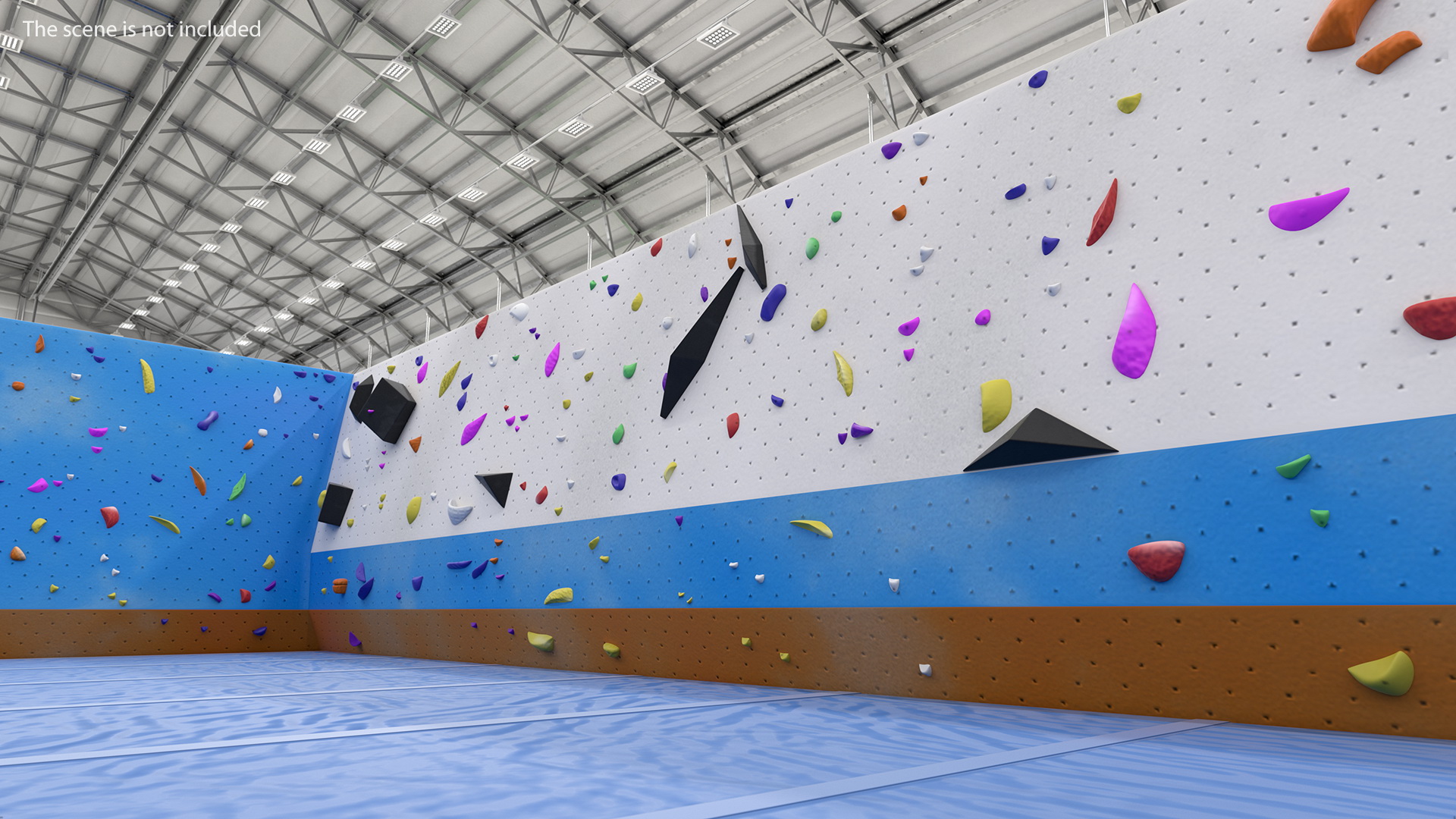 Big Bouldering Climbing Wall with Sports Mat 3D model