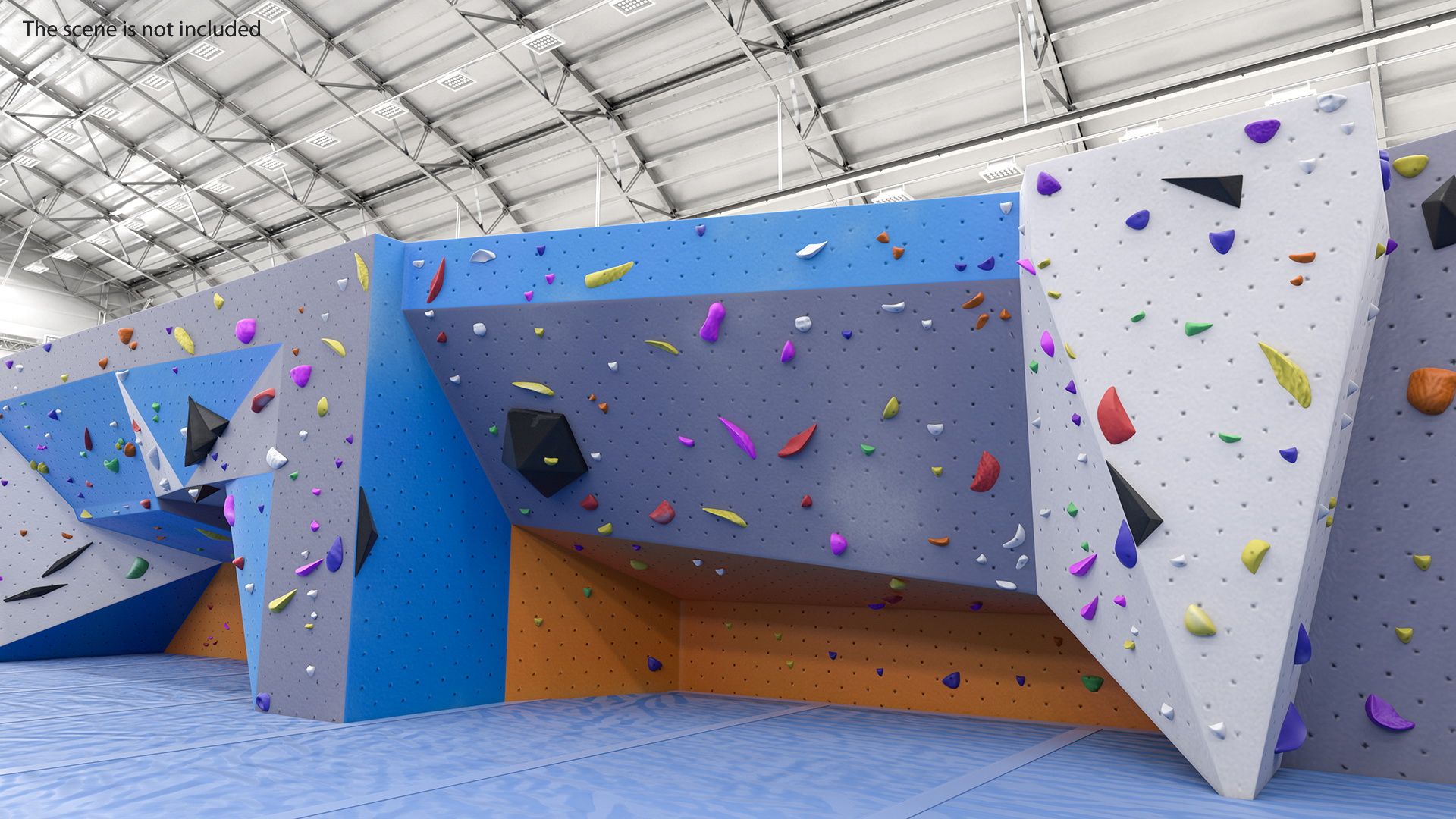 Big Bouldering Climbing Wall with Sports Mat 3D model